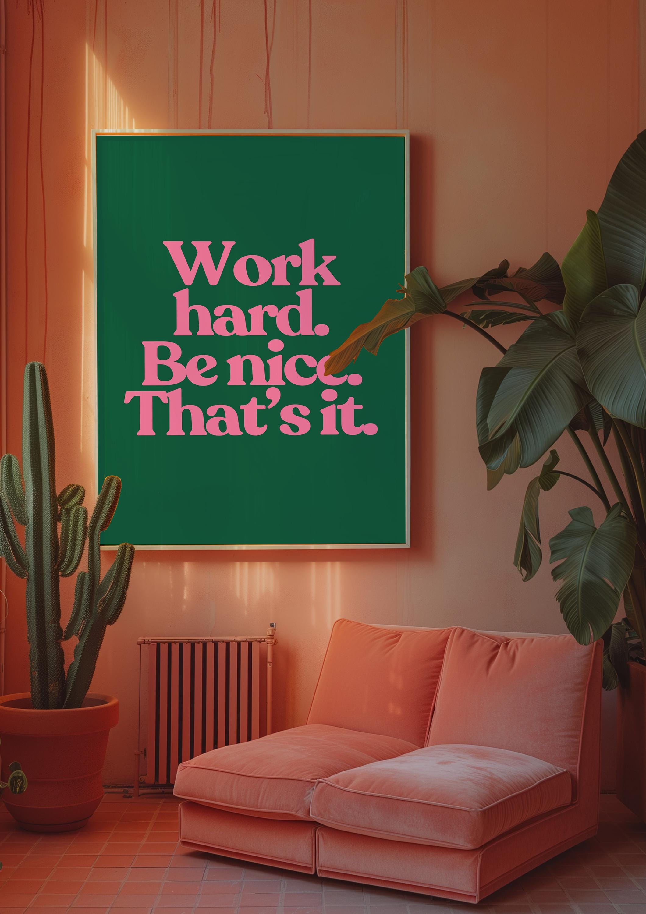 Work Hard Green Digital Art Print