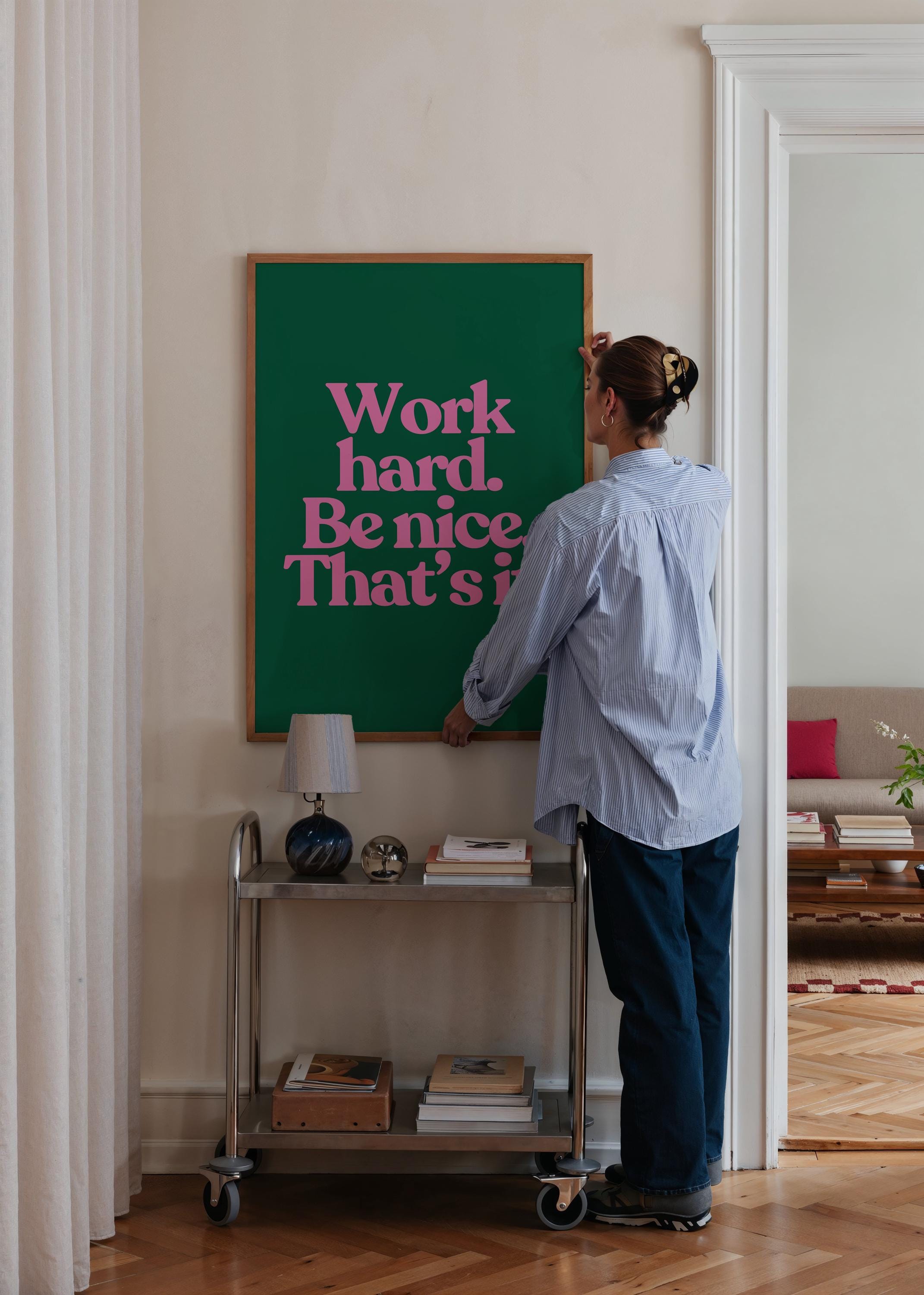 Work Hard Green Digital Art Print