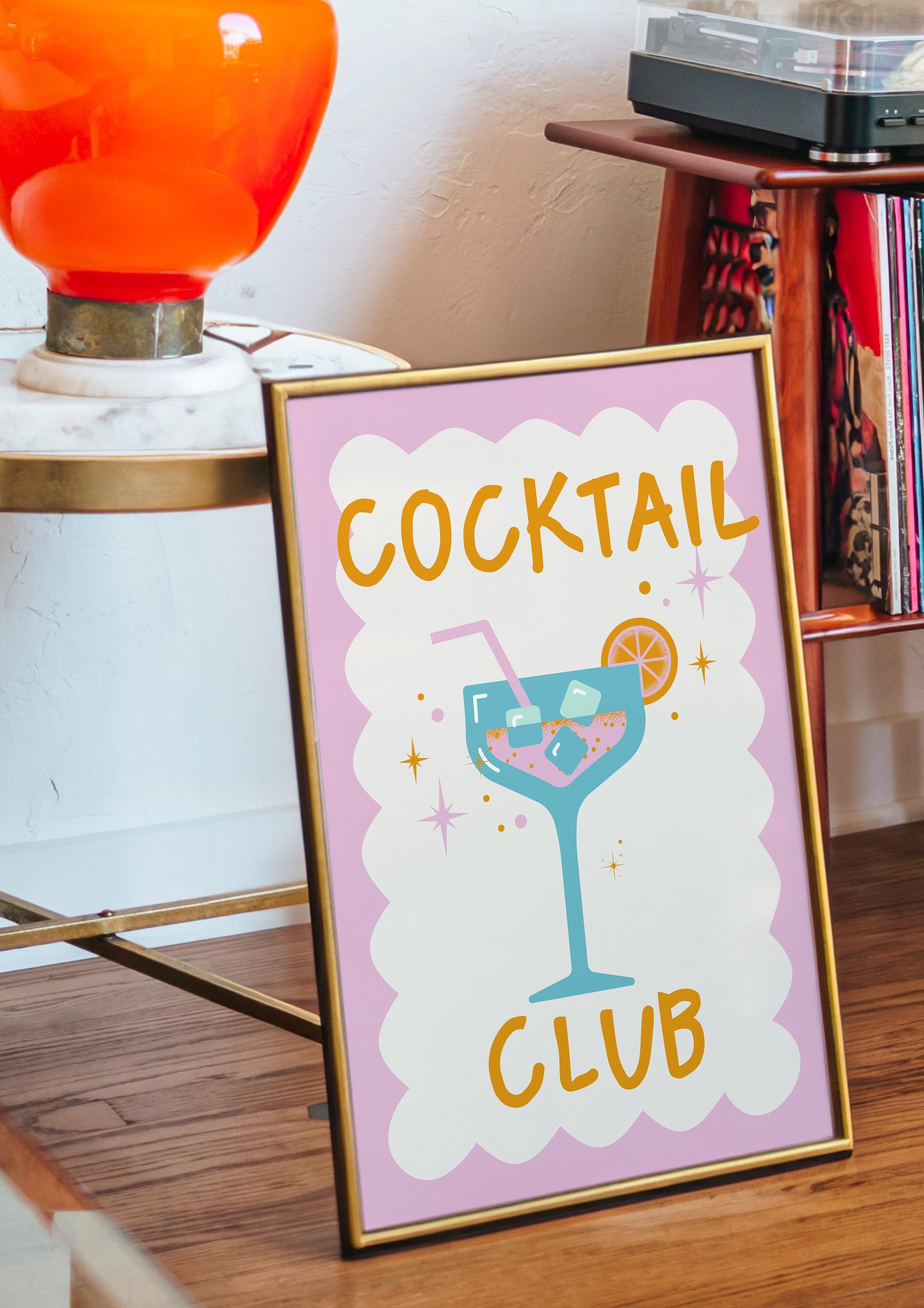 Pink Wall Art, Cocktail Wall Art, Drinks Print, Bar Cart Art, Dining Room, Kitchen, Girly Art print, Cocktail Club Poster, Purple Art Print