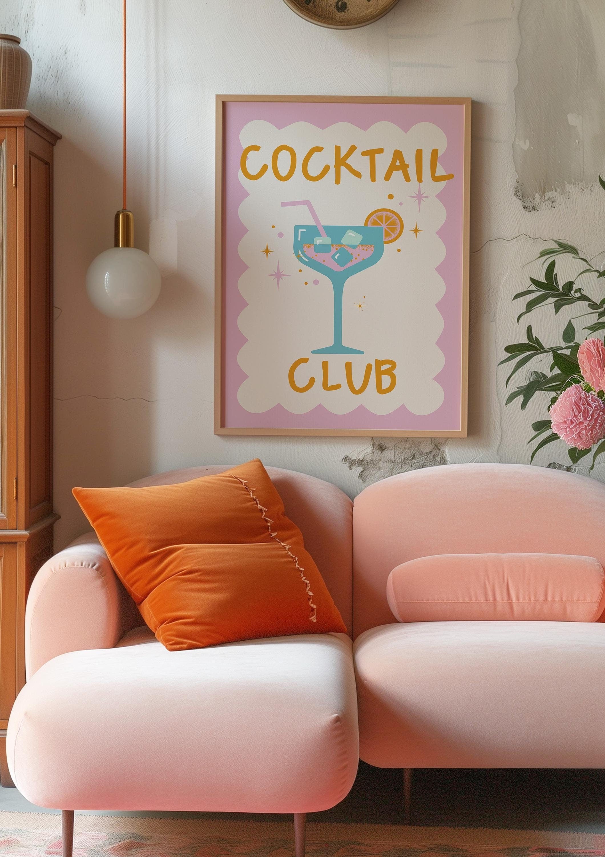 Pink Wall Art, Cocktail Wall Art, Drinks Print, Bar Cart Art, Dining Room, Kitchen, Girly Art print, Cocktail Club Poster, Purple Art Print