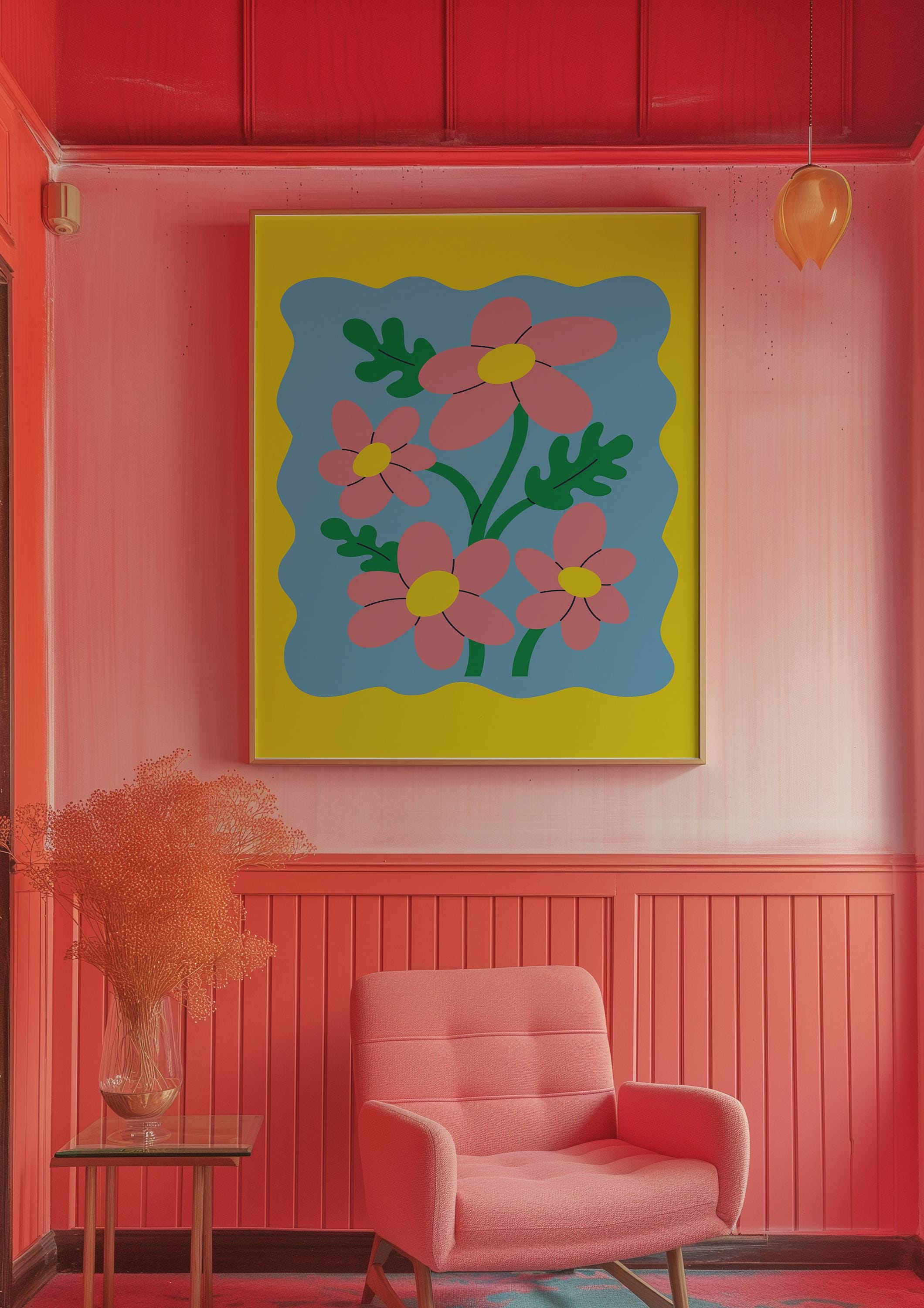 Pink Daisies Digital Art Print