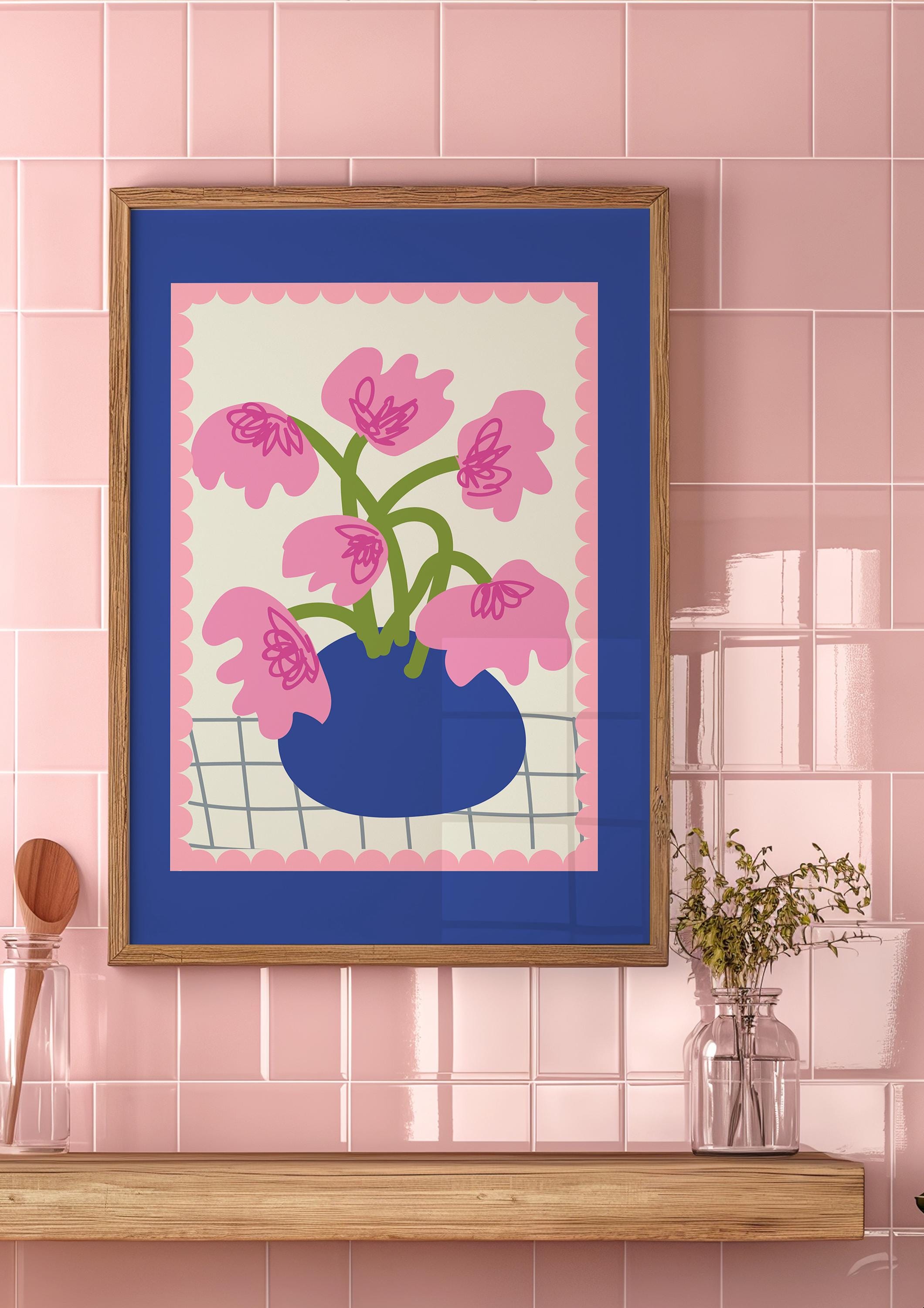 Pink Florals Digital Art Print