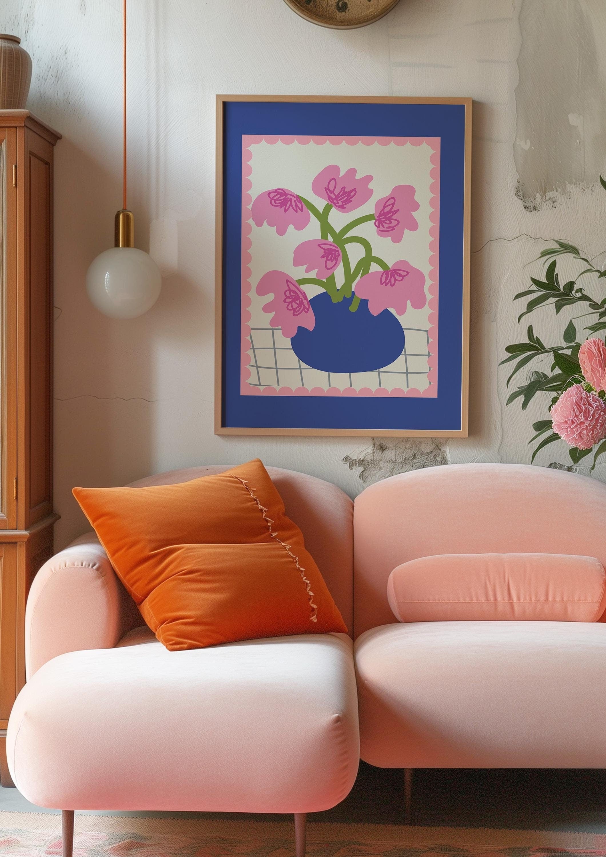 Pink Florals Digital Art Print