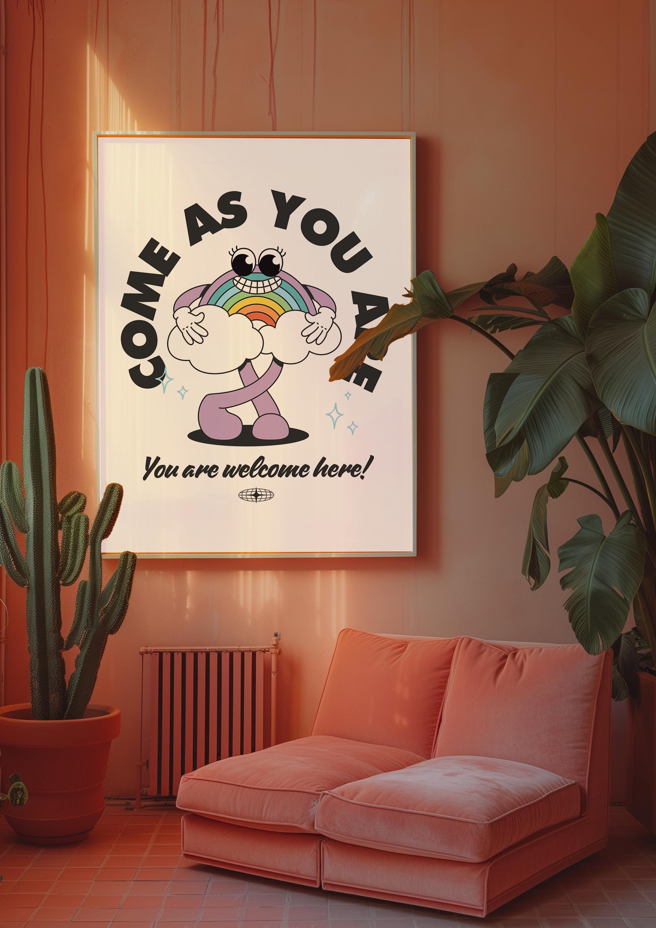 Classroom Art, Kids Room Art, Downloadable Print, Cartoon Art Print, Come as You Are Art, Trendy Posters, Vintage Mascot, Cute Positive Art