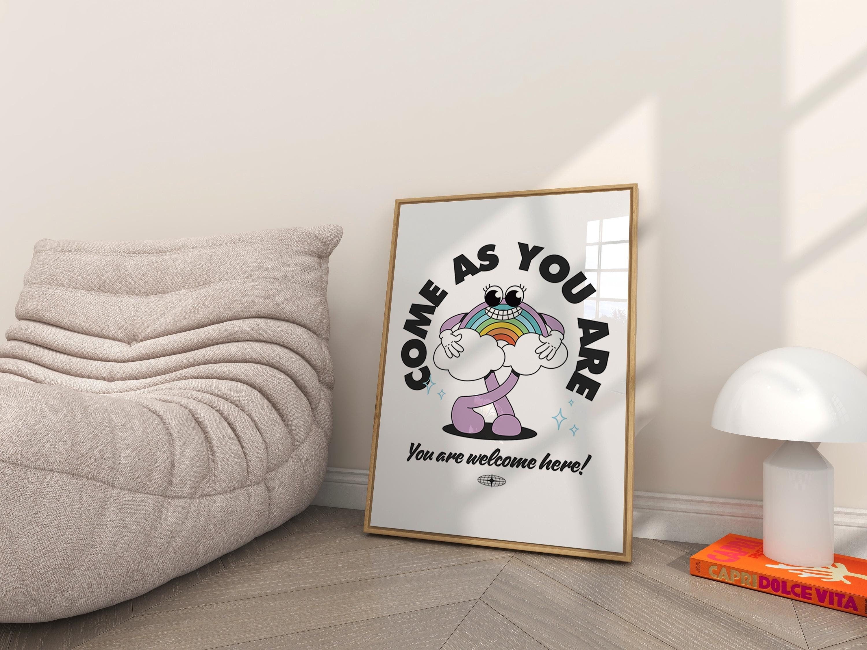 Classroom Art, Kids Room Art, Downloadable Print, Cartoon Art Print, Come as You Are Art, Trendy Posters, Vintage Mascot, Cute Positive Art