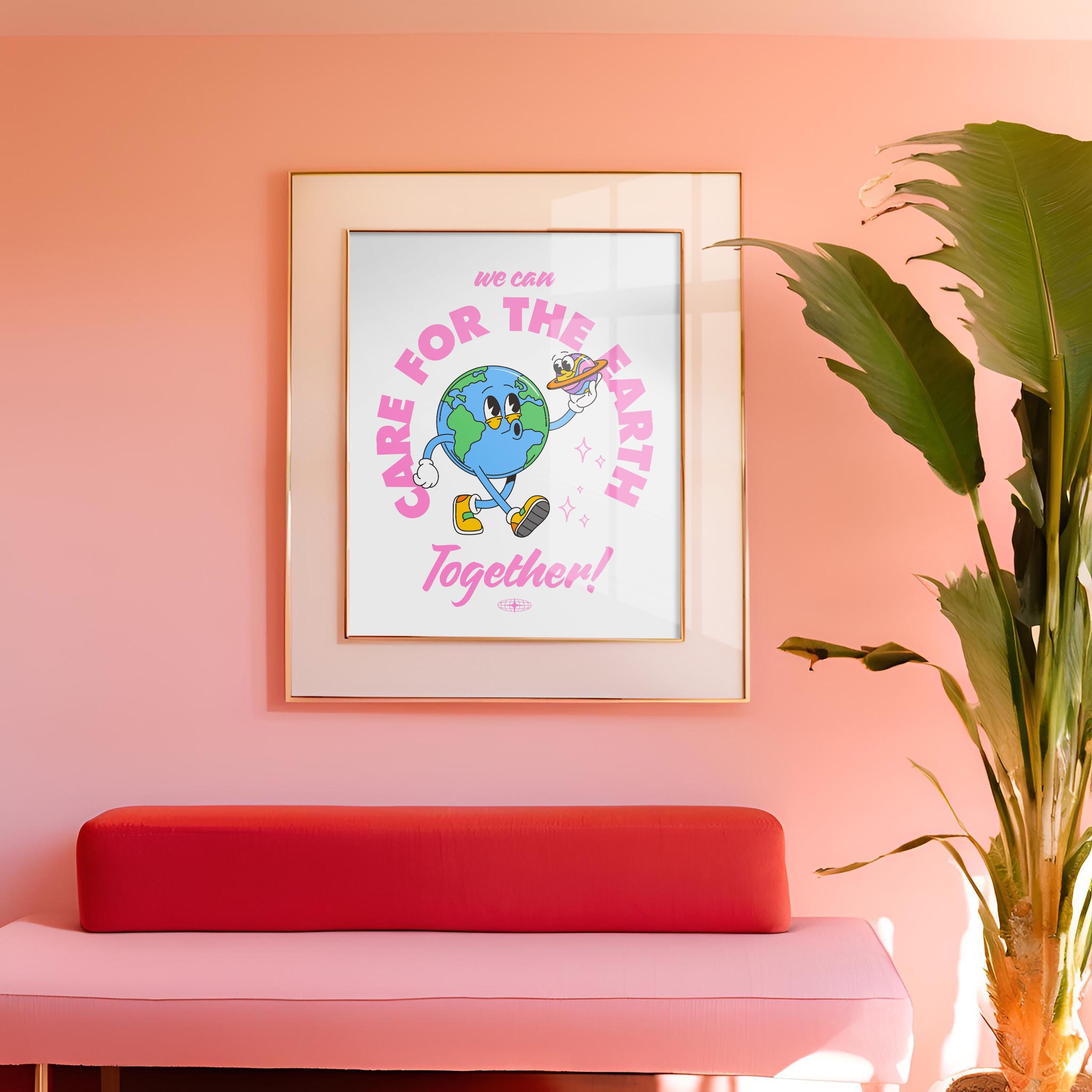 Classroom Art ,Kids Room Art, Downloadable Print, Cartoon Art Print, Trendy Posters, Vintage Mascot Art, Cute Positive Art, Earth Art