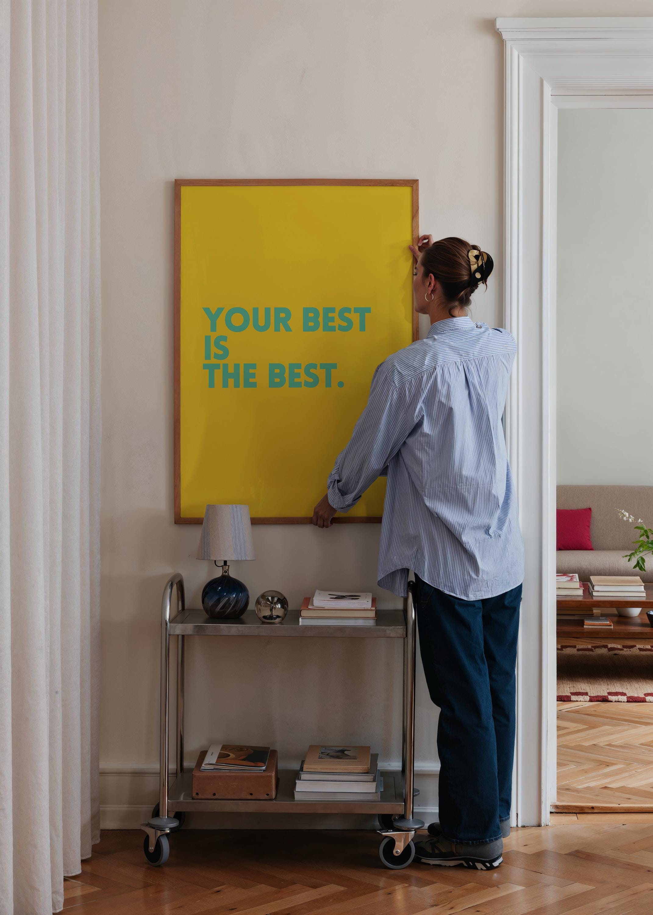 Quote Wall Print, Inspirational Quote, Digital Download Print, Empowerment Art, Retro Wall Decor, Downloadable Print, Your Best Is The Best