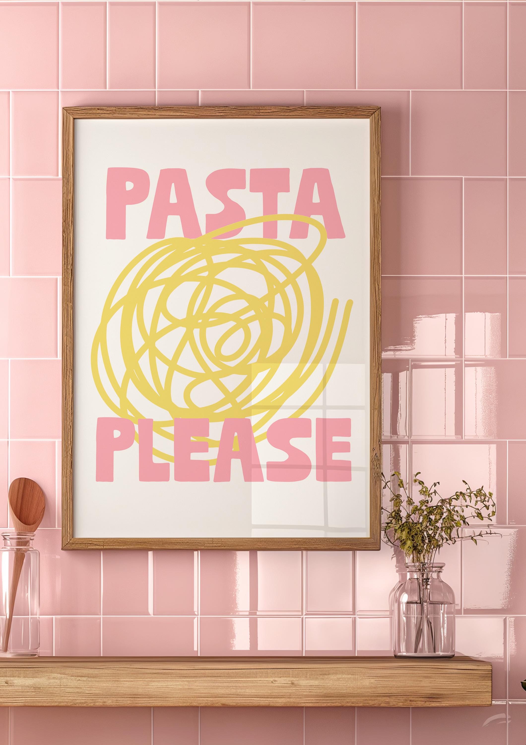 Pasta Print, Spaghetti Print, Pasta Poster, Hand Drawn Kitchen Art, Foodie Drawing, Pasta Illustration, printable wall art, pasta art print