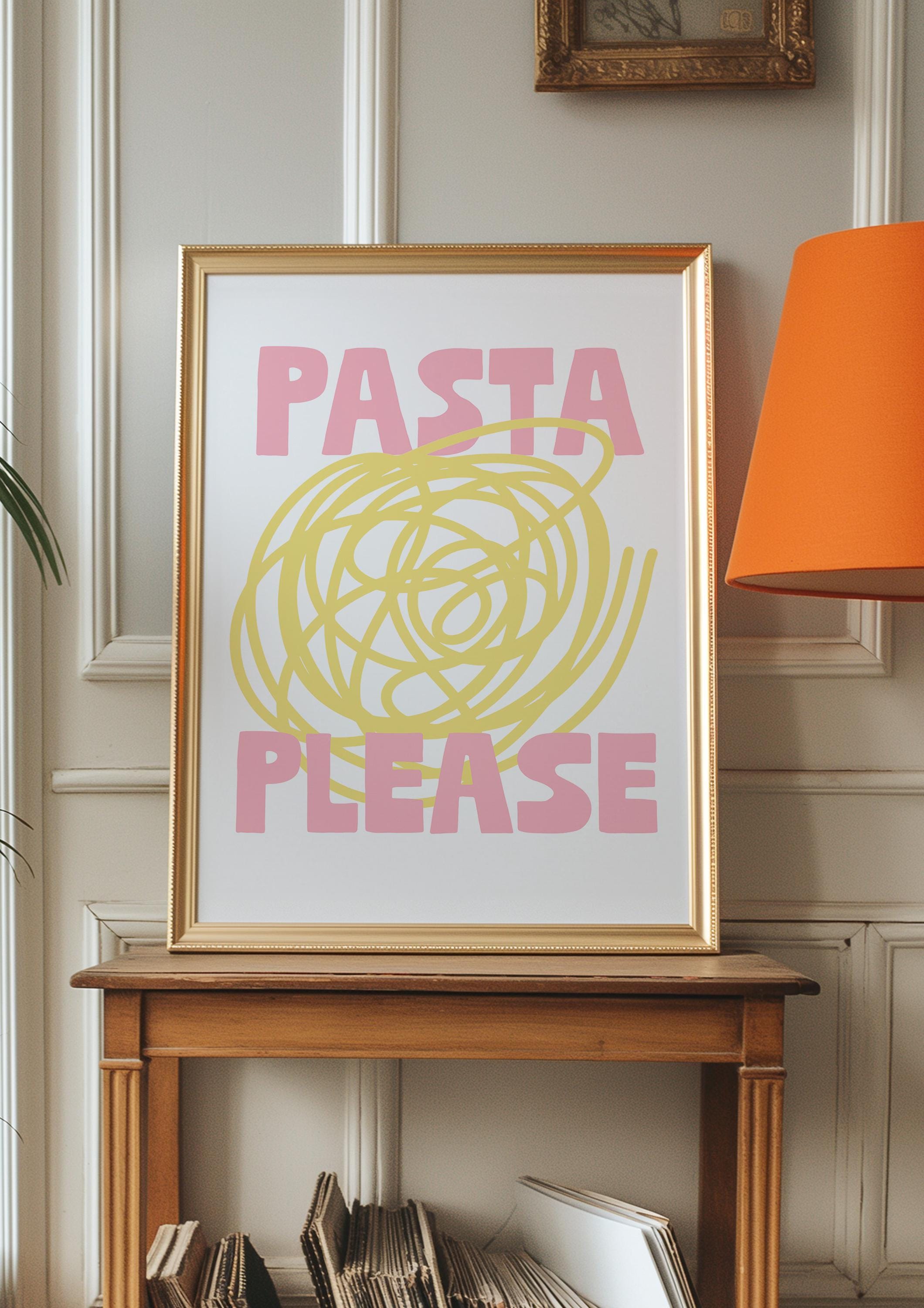 Pasta Print, Spaghetti Print, Pasta Poster, Hand Drawn Kitchen Art, Foodie Drawing, Pasta Illustration, printable wall art, pasta art print