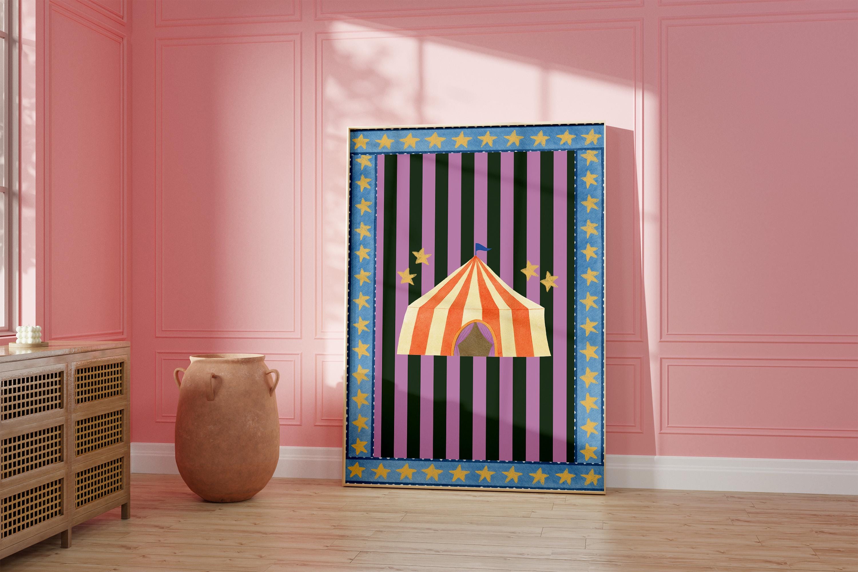 Circus Art Print, Digital Wall Art, Trendy Decor, Abstract Vintage Painting, Kids Room Art, Watercolor Circus Art, GS Print Shoppe