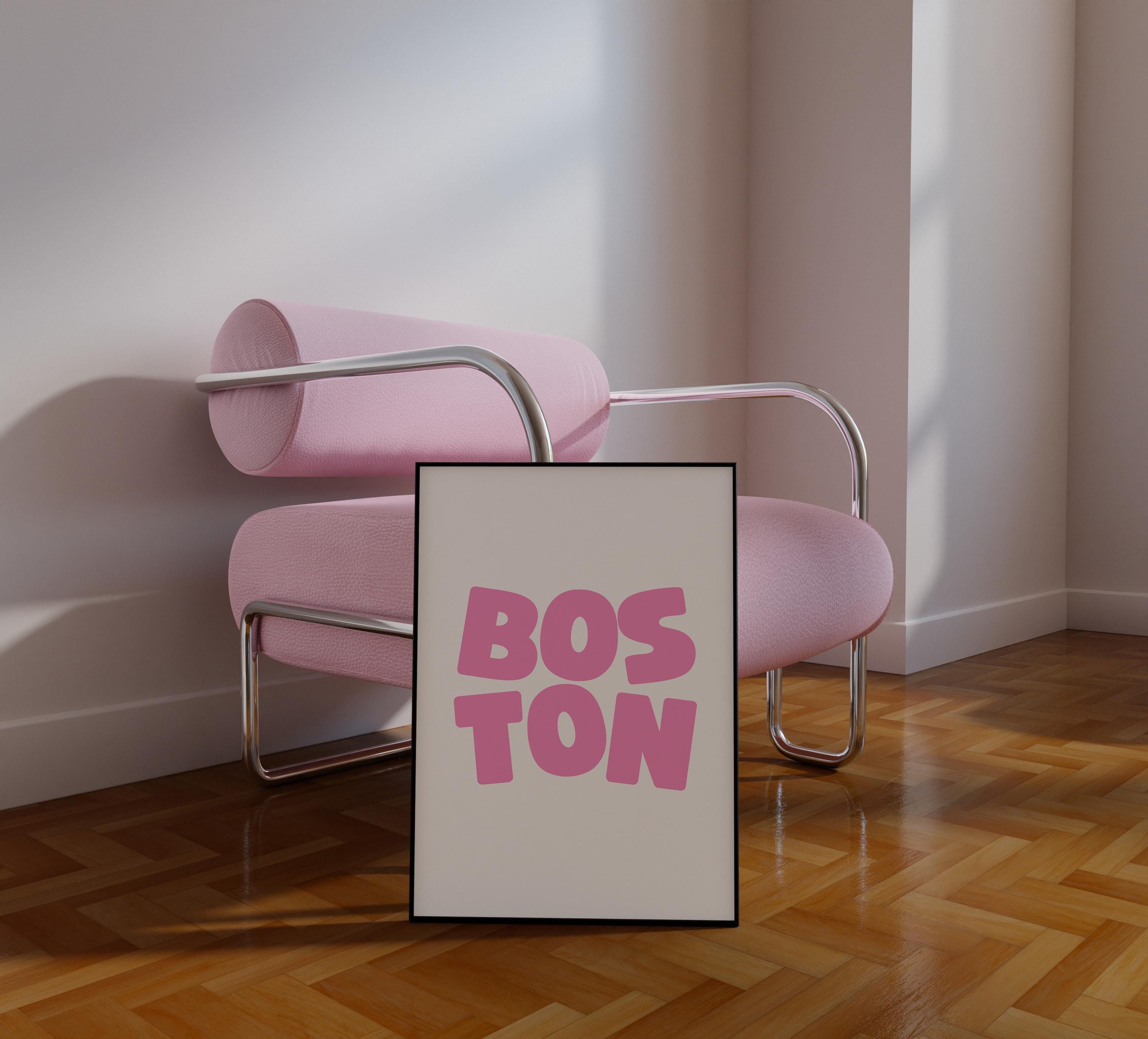 Boston Art Print,Digital Art Download,Black Boston Wall Art,Cute Trendy Art,Boston Posters,Boston Wall Poster,Pink Posters