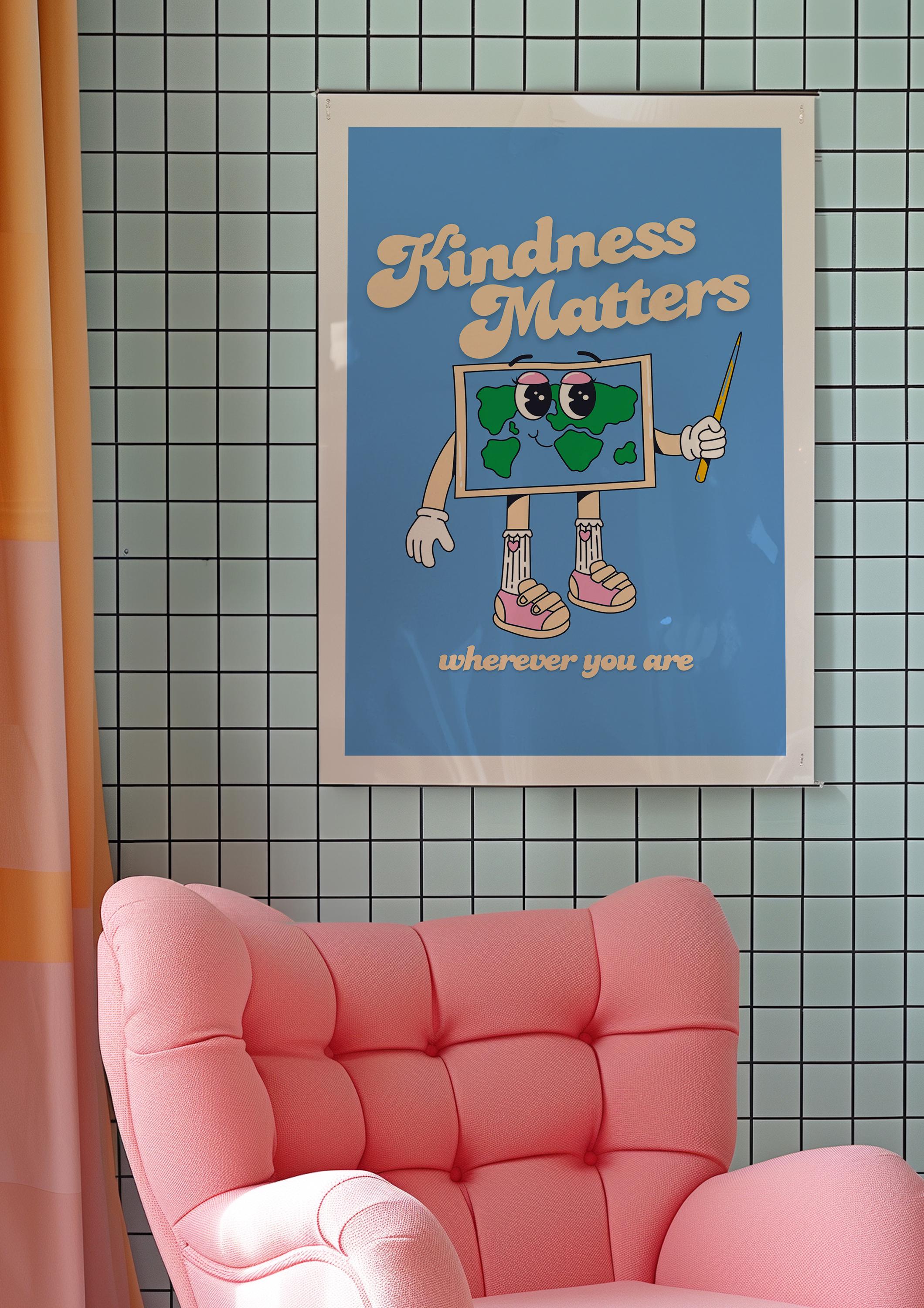 School Print, Inclusivity Digital Print, Instant Download, Kindness Matters Art, Retro Art Print, Classroom Posters, Kids Room Art