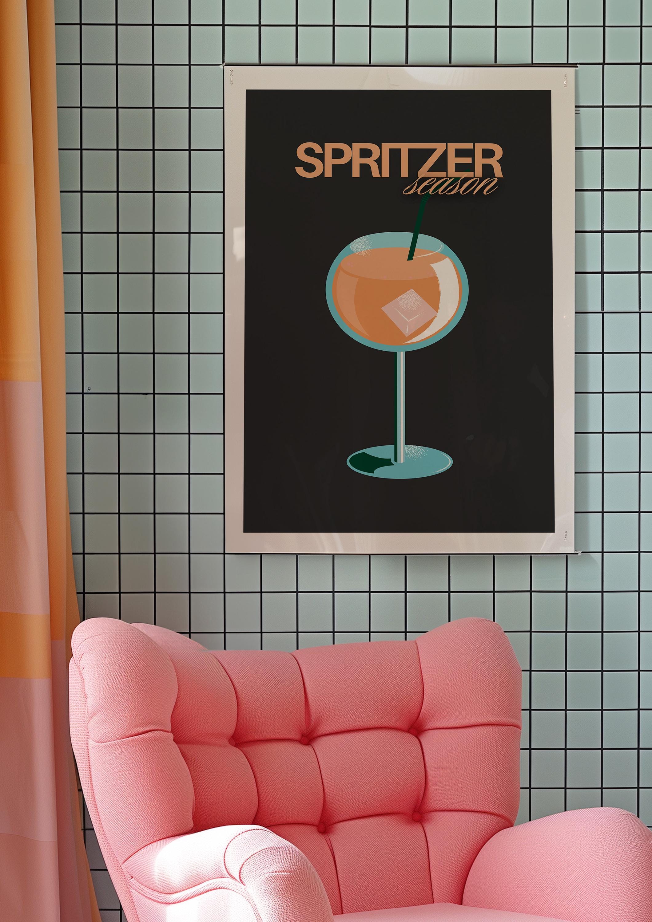 Bar Cart Wall Art, Cocktail Print, Trendy Poster, Spritzer Wall Art, Bar Cart Decor, Digital Download, Drink Print, Cheers