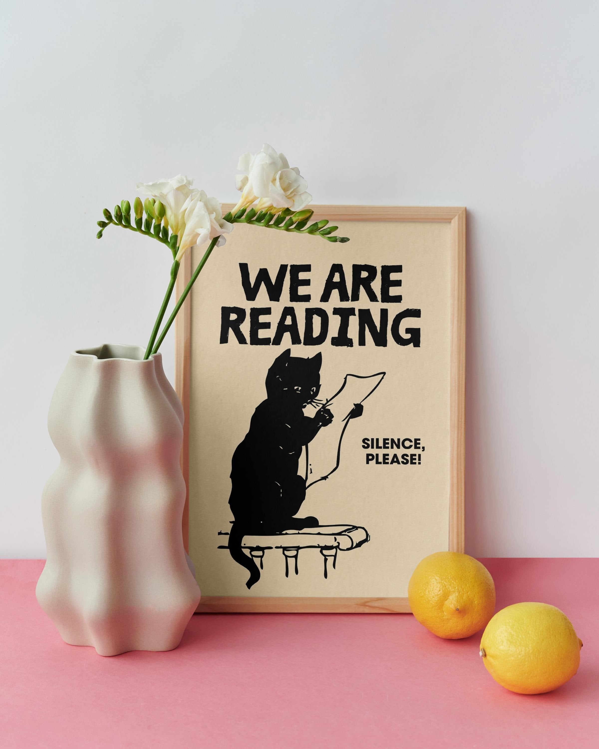 Funny Reading Poster, Retro Wall Art, Preppy Wall Art, Trendy Wall Decor, Cat Art Print, Vintage Print, Girly Wall Art, GS Print Shoppe