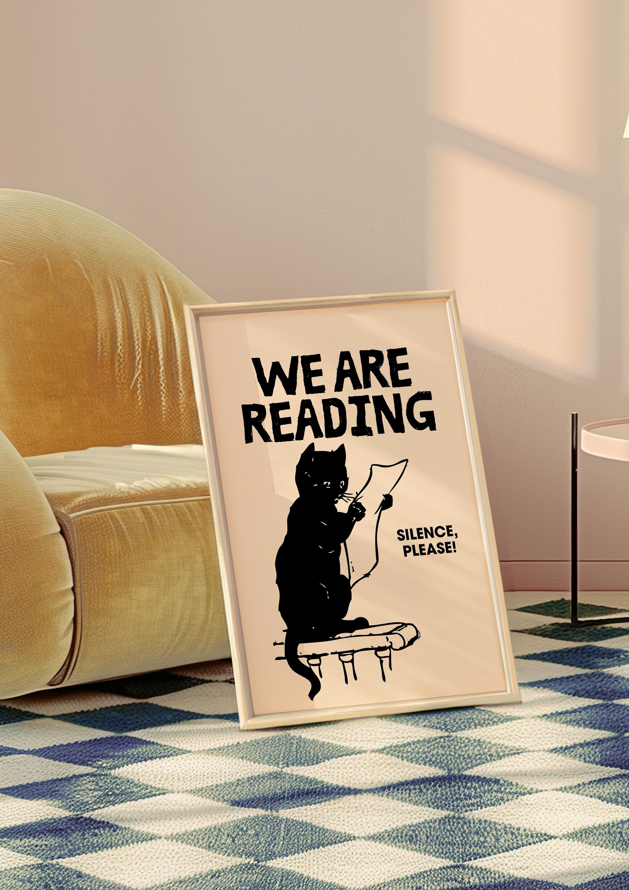 Funny Reading Poster, Retro Wall Art, Preppy Wall Art, Trendy Wall Decor, Cat Art Print, Vintage Print, Girly Wall Art, GS Print Shoppe