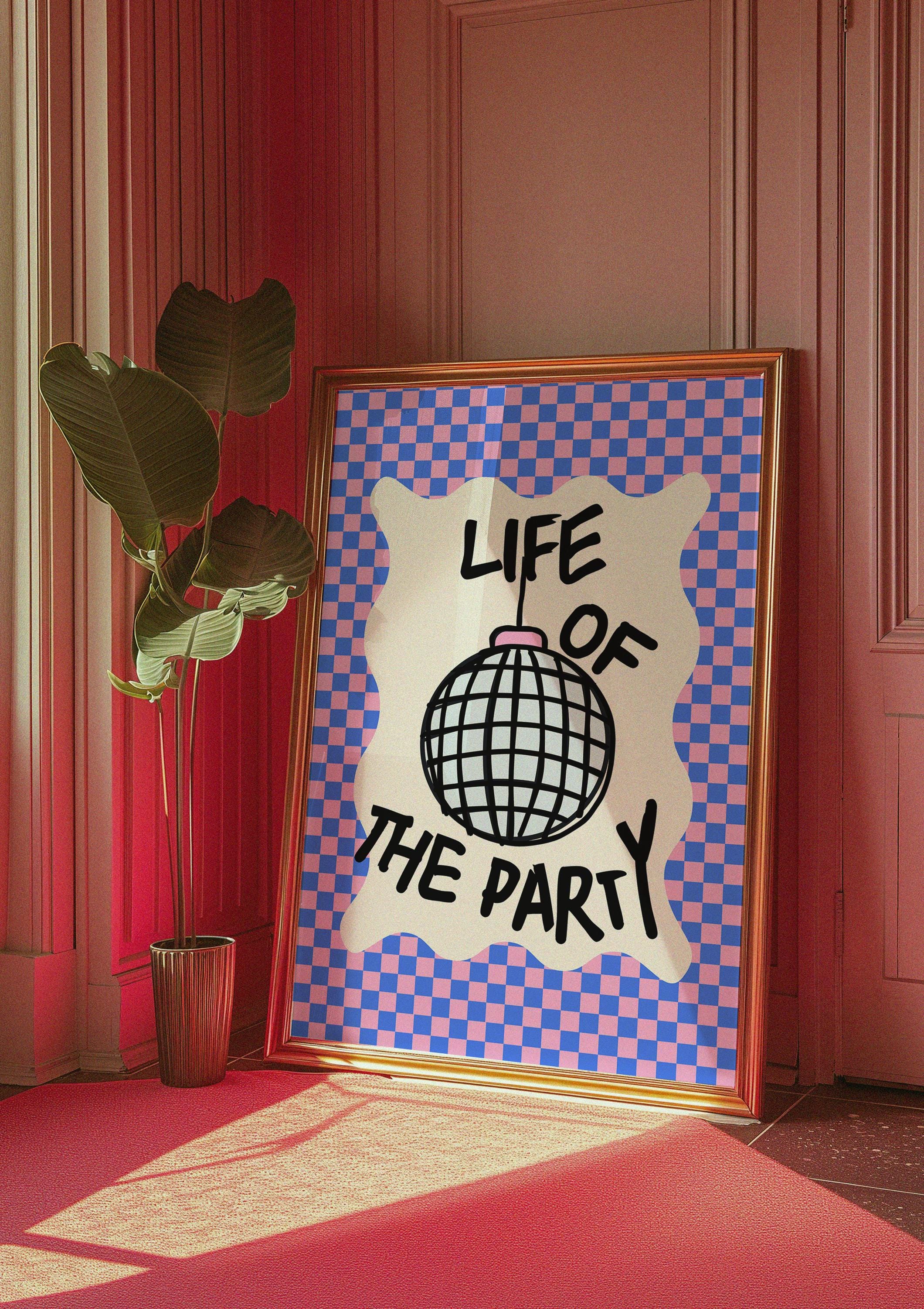 Life of the Party, Bar Art Print, Disco Poster, Disco Pink Art, Wall Art, Party Poster, Digital Download, Apartment Decor, Fun Disco Print