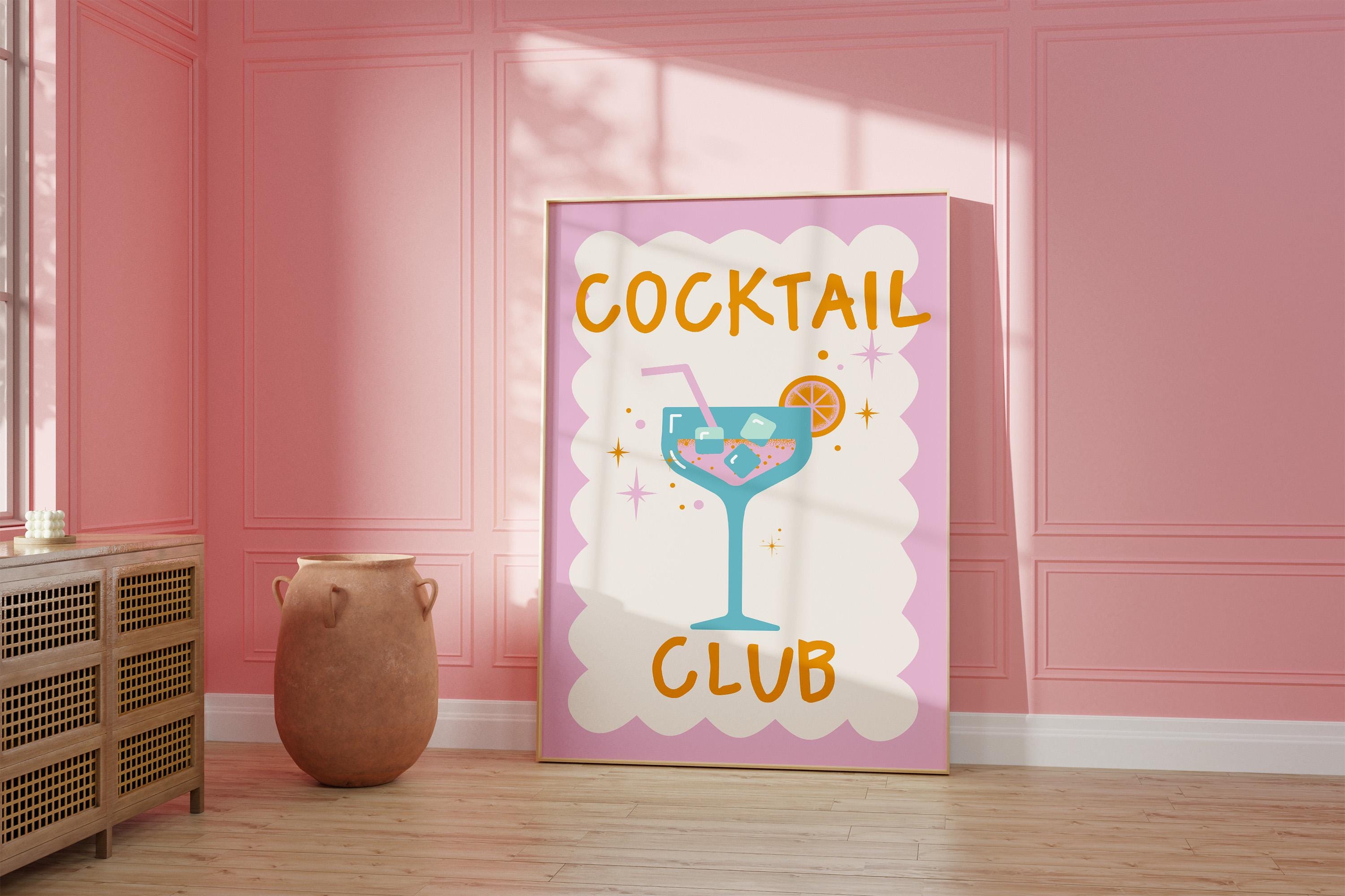 Pink Wall Art, Cocktail Wall Art, Drinks Print, Bar Cart Art, Dining Room, Kitchen, Girly Art print, Cocktail Club Poster, Purple Art Print