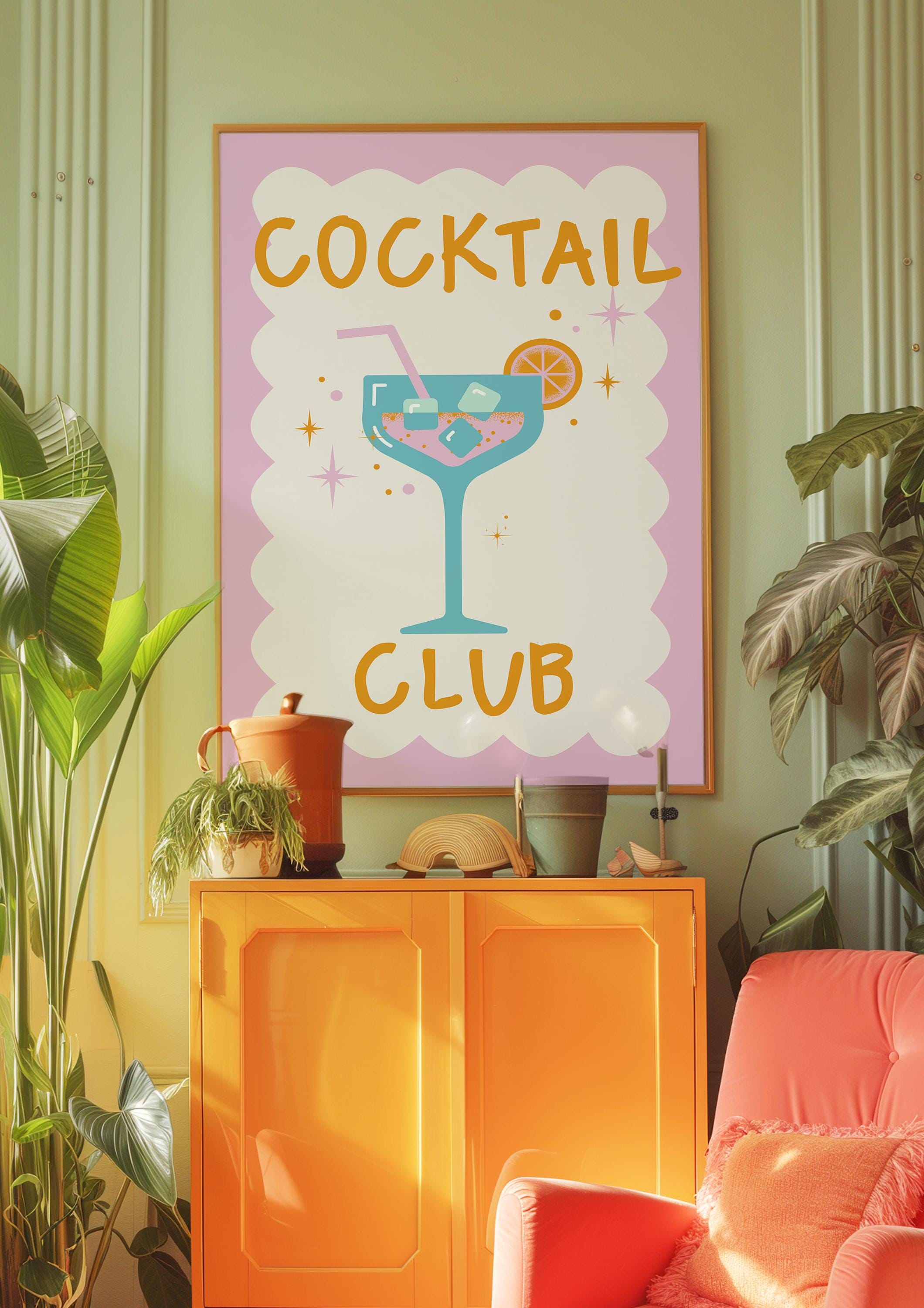 Pink Wall Art, Cocktail Wall Art, Drinks Print, Bar Cart Art, Dining Room, Kitchen, Girly Art print, Cocktail Club Poster, Purple Art Print