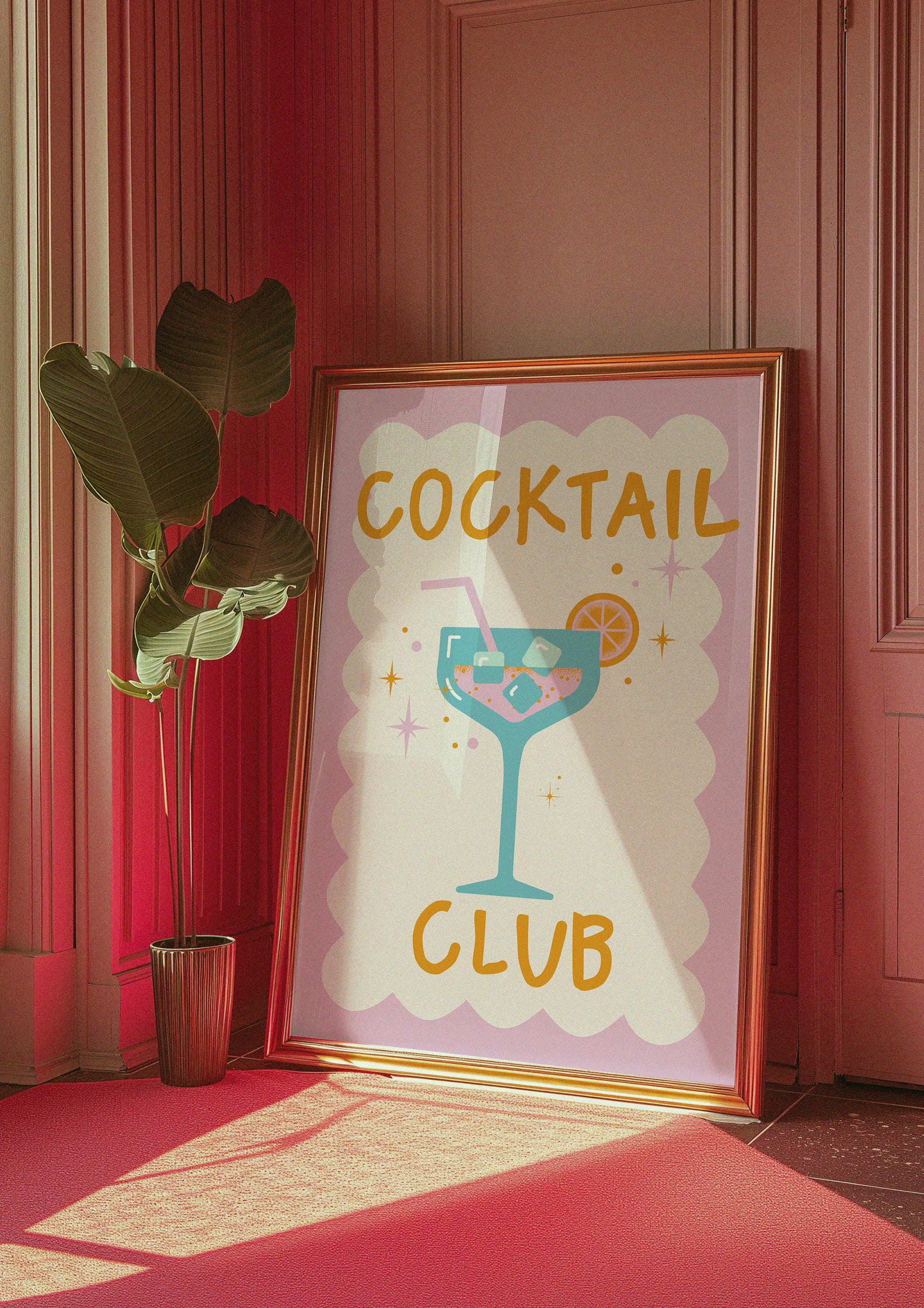 Pink Wall Art, Cocktail Wall Art, Drinks Print, Bar Cart Art, Dining Room, Kitchen, Girly Art print, Cocktail Club Poster, Purple Art Print