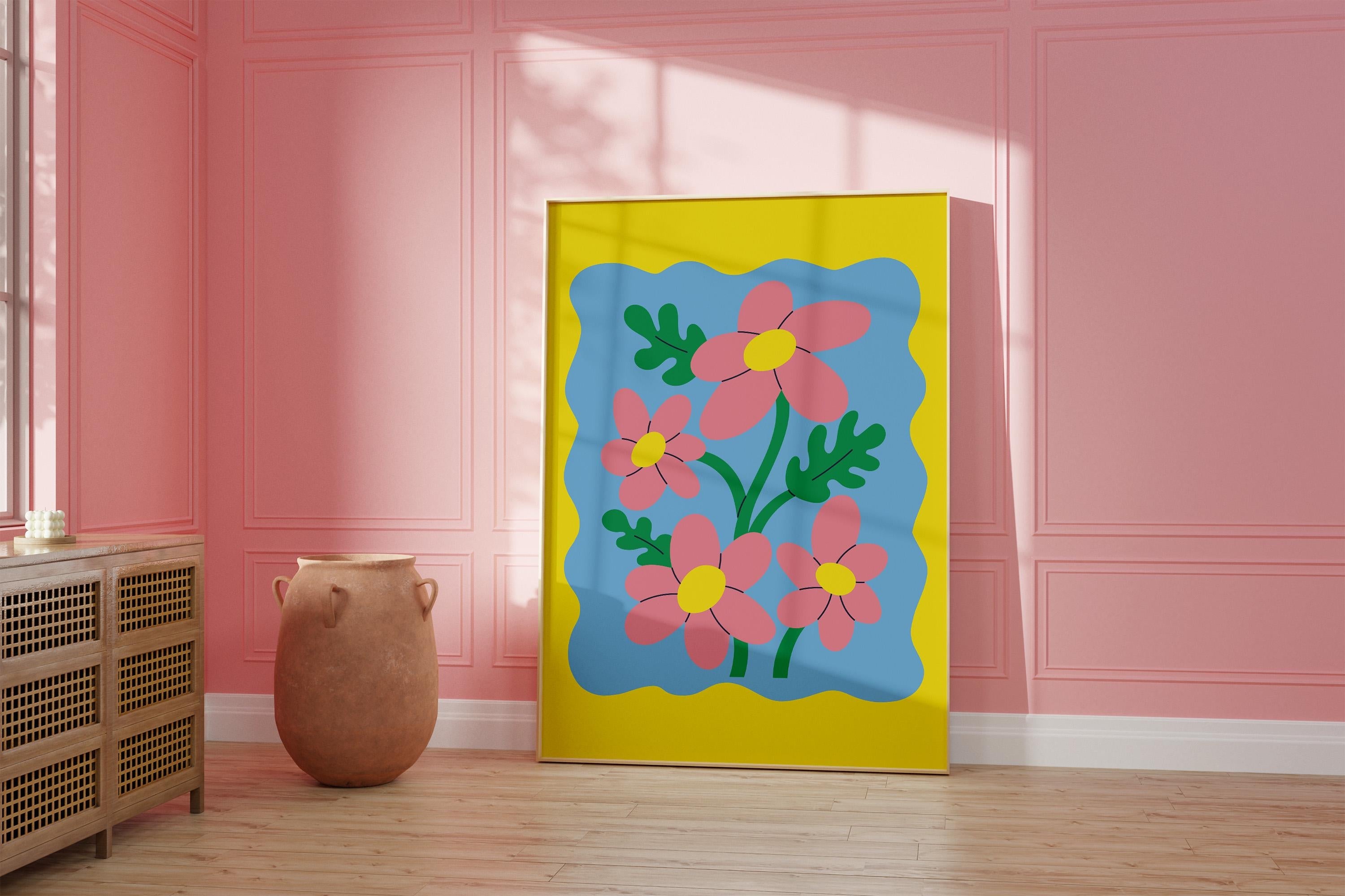 Pink Daisies Digital Art Print