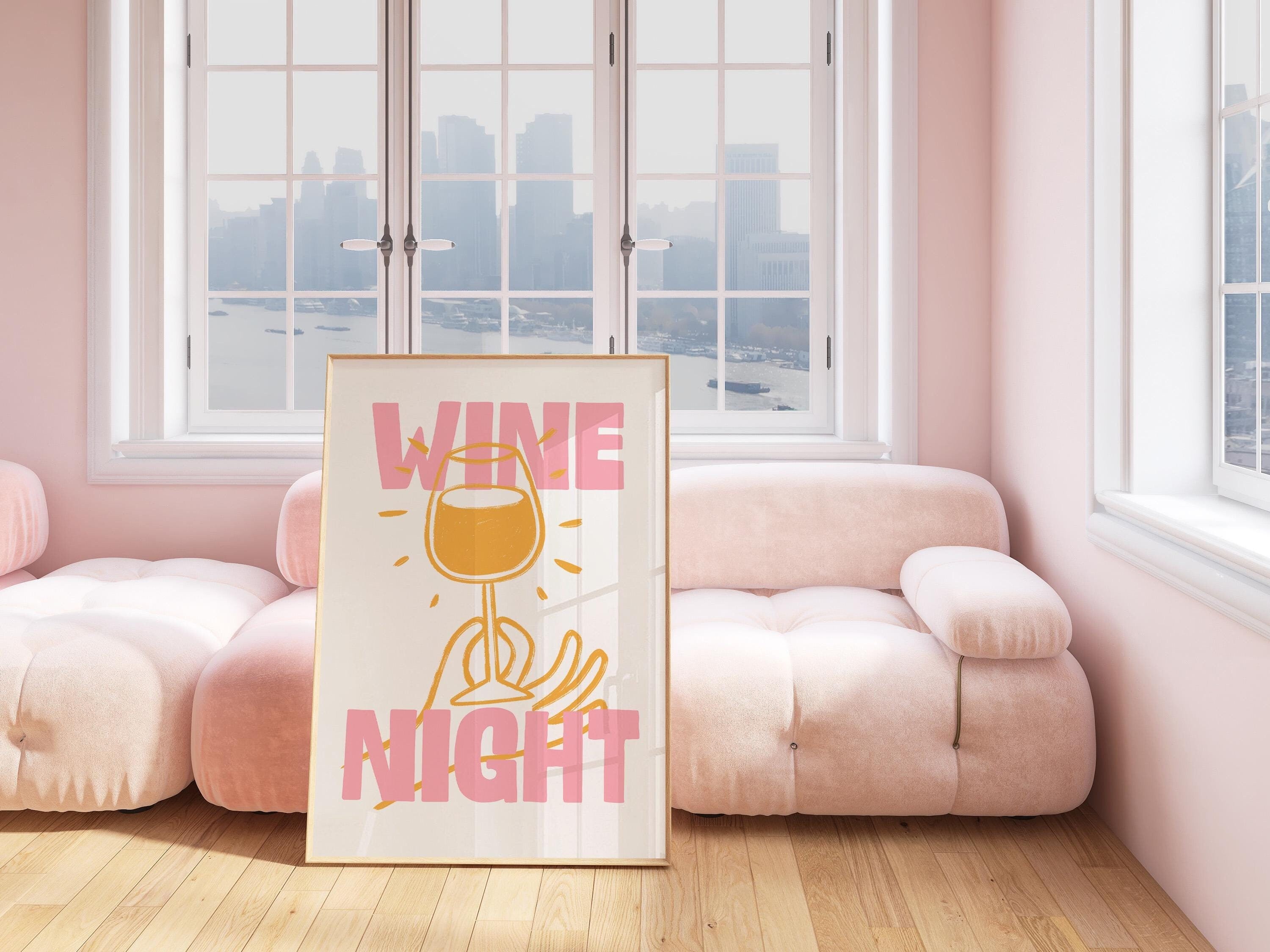 Wine Print, Drinks Print, Pasta Poster, Hand Drawn Kitchen Art, Foodie Drawing, Bar Cart Illustration, printable wall art, Wine art print