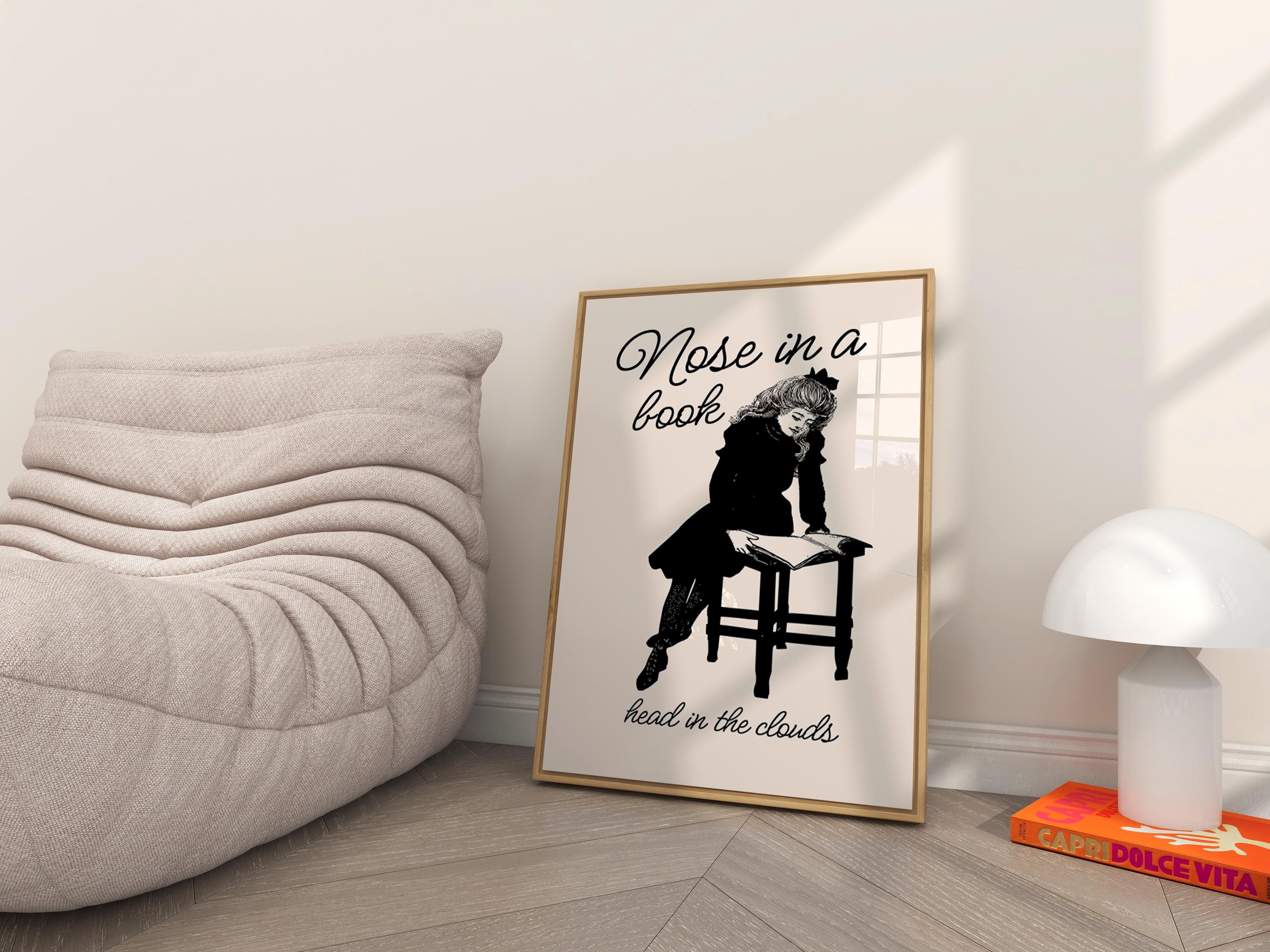 Funny Reading Poster, Retro Wall Art, Preppy Wall Art, Trendy Wall Decor, Cat Art Print, Vintage Print, Girly Wall Art, GS Print Shoppe