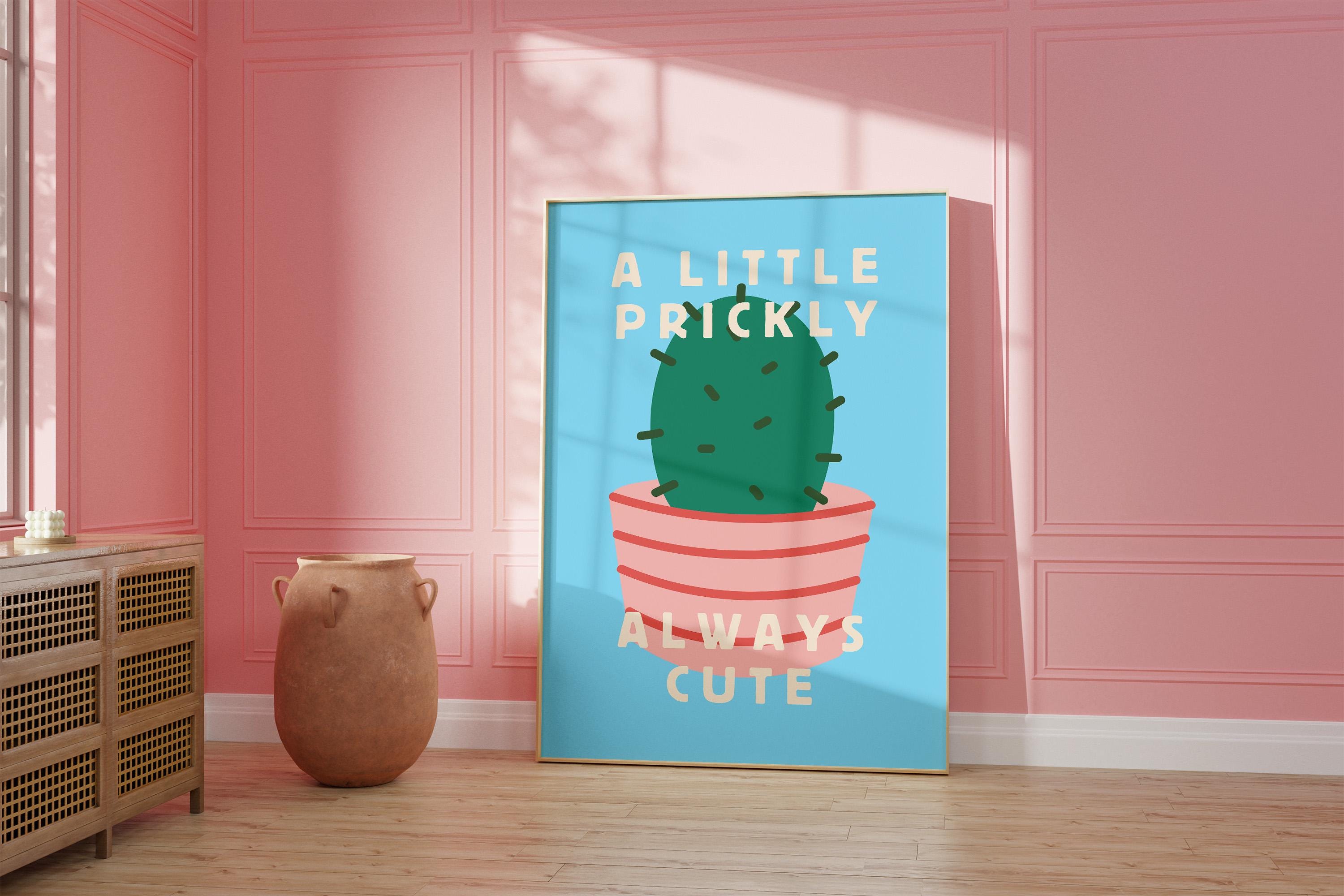 Cactus Wall Art, Pastel Print, Preppy Poster, Fun Playful Art, Trendy Aesthetic Home Decor, Colorful Gift, Illustration Art, GS Print Shoppe