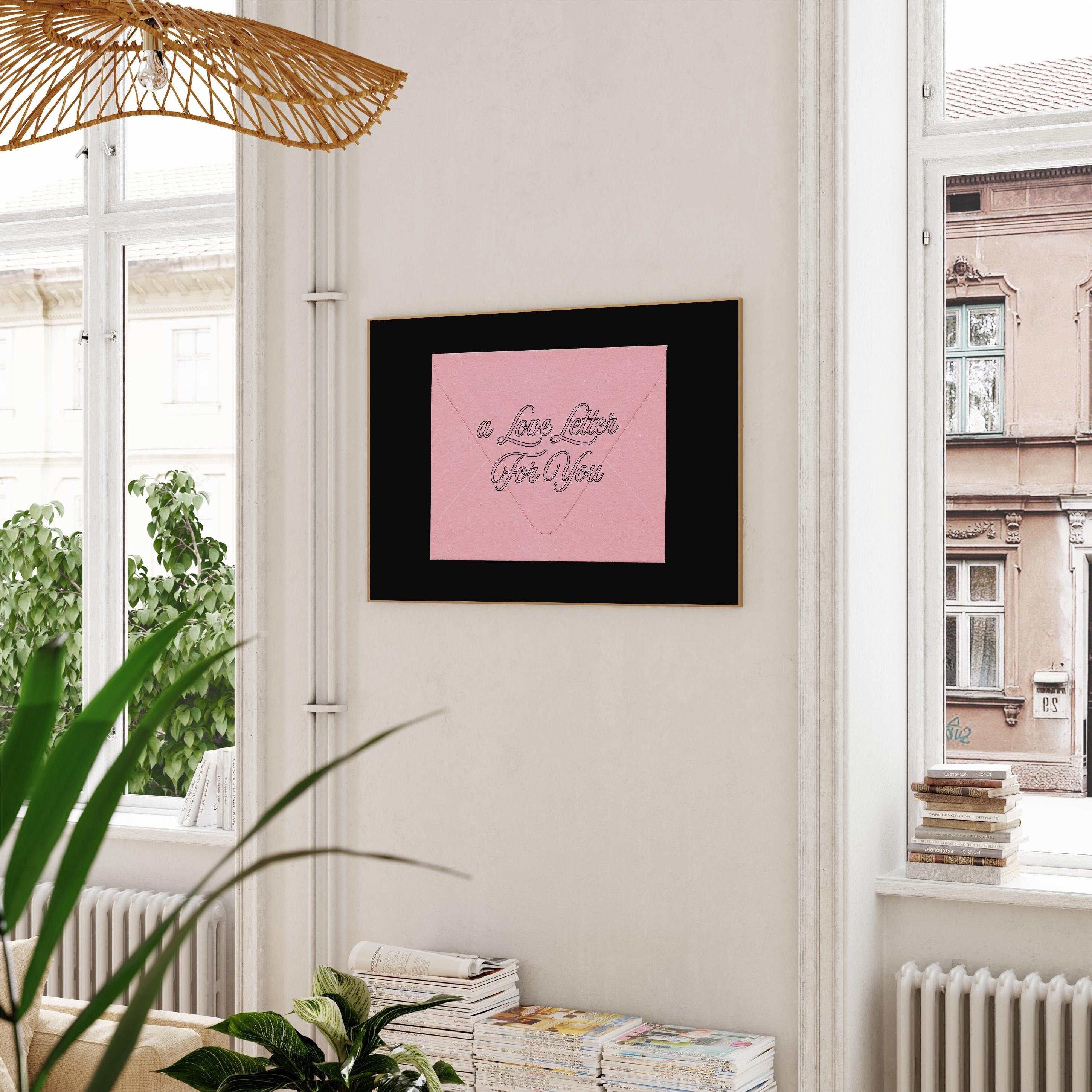 Love Letter Poster, Pink Aesthetic, Typography Print, Envelope Print, GS Print Shoppe, Dopamine Decor, Love Letter Decor, Love Letter Art