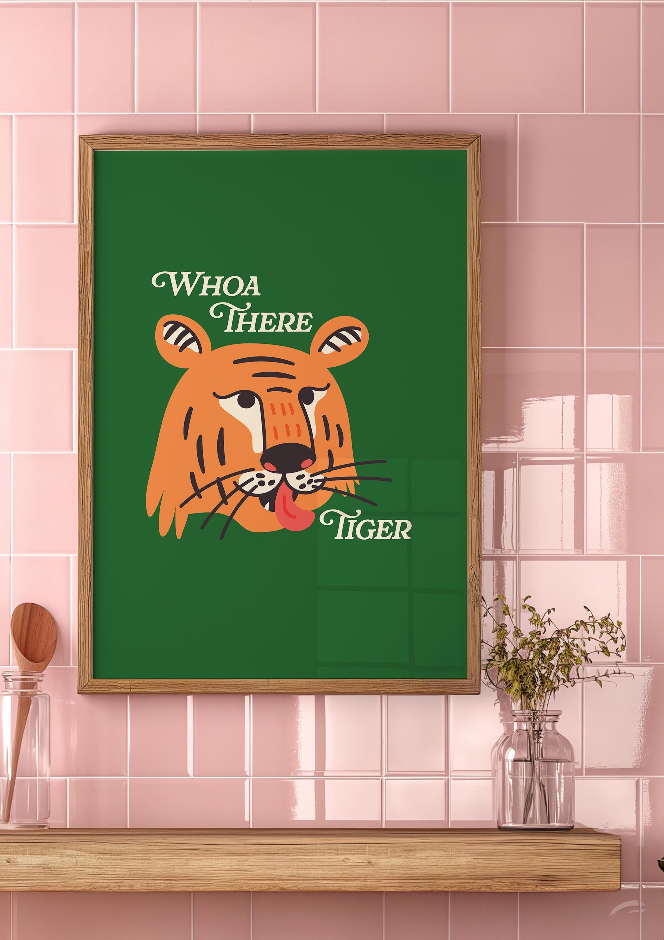 Retro Art Print, Green Art, kids Art Print, Tiger Art, Tiger Art Print, Tiger Cartoon Print, Funny Cute Animal Art, GS print shoppe