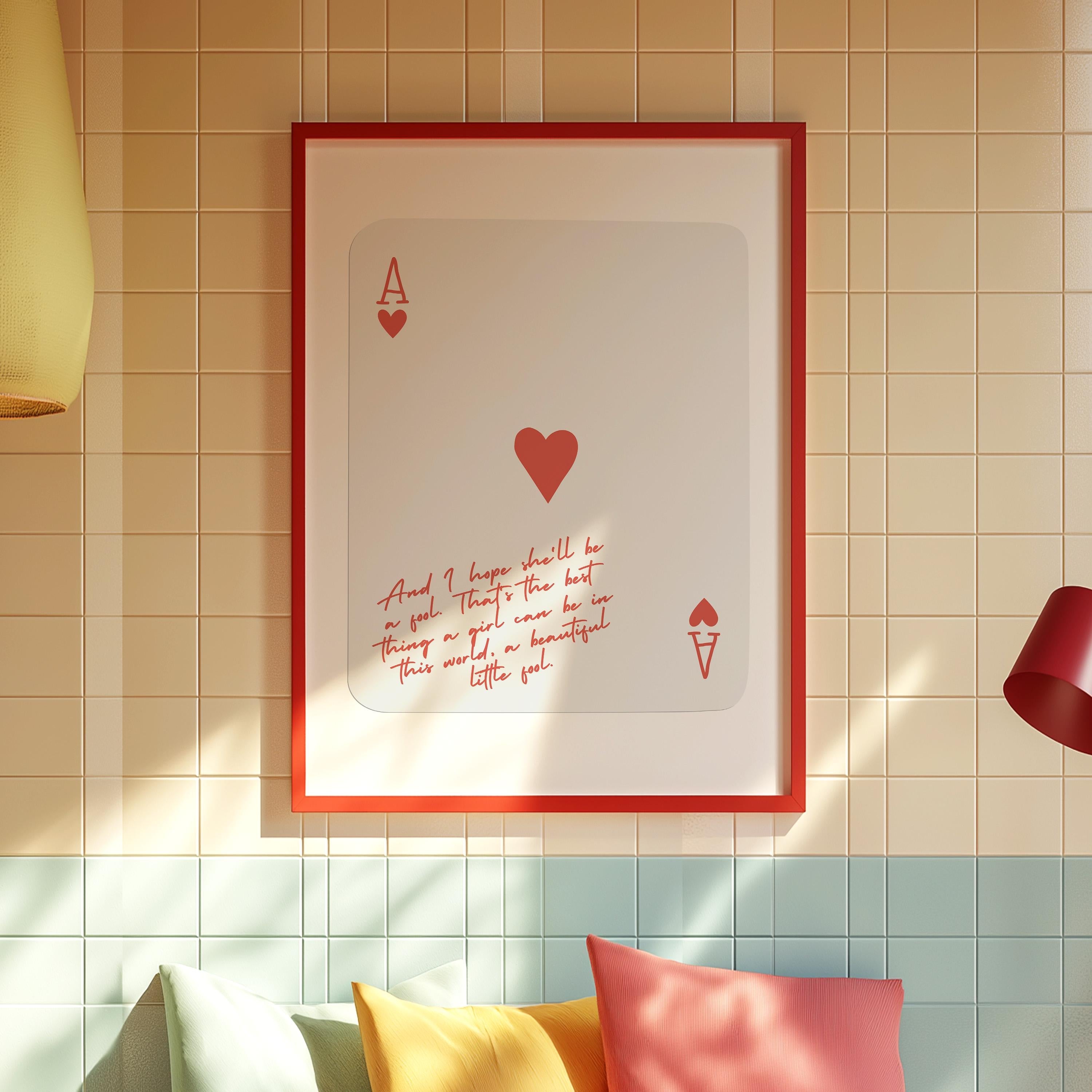 Ace of Hearts,Great Gatsby Quote,Retro Card Posters,Great Gatsby Wall Quotes,Trendy Wall Art,Aesthetic Print,Dorm Art,Ace of Hearts Art