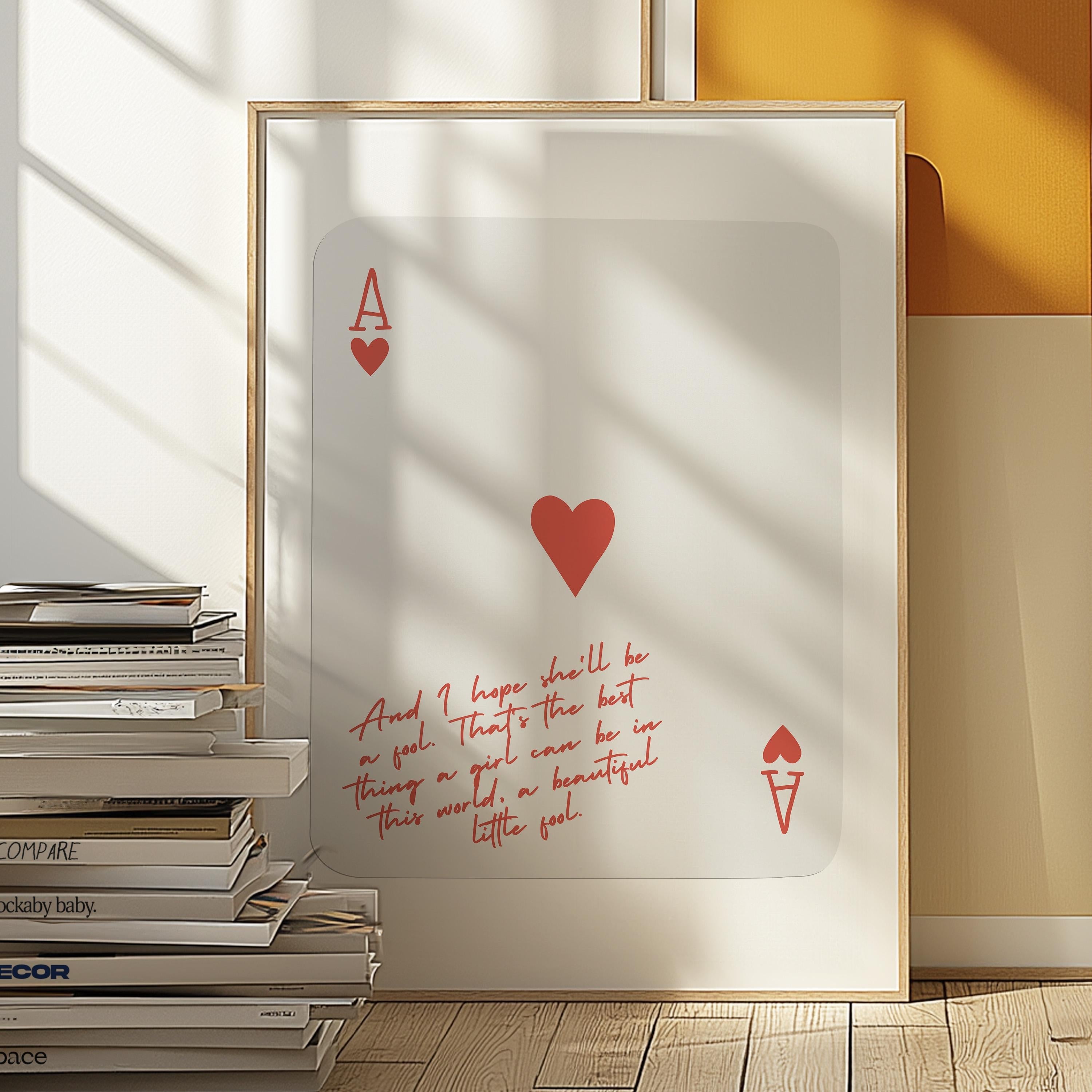 Ace of Hearts,Great Gatsby Quote,Retro Card Posters,Great Gatsby Wall Quotes,Trendy Wall Art,Aesthetic Print,Dorm Art,Ace of Hearts Art