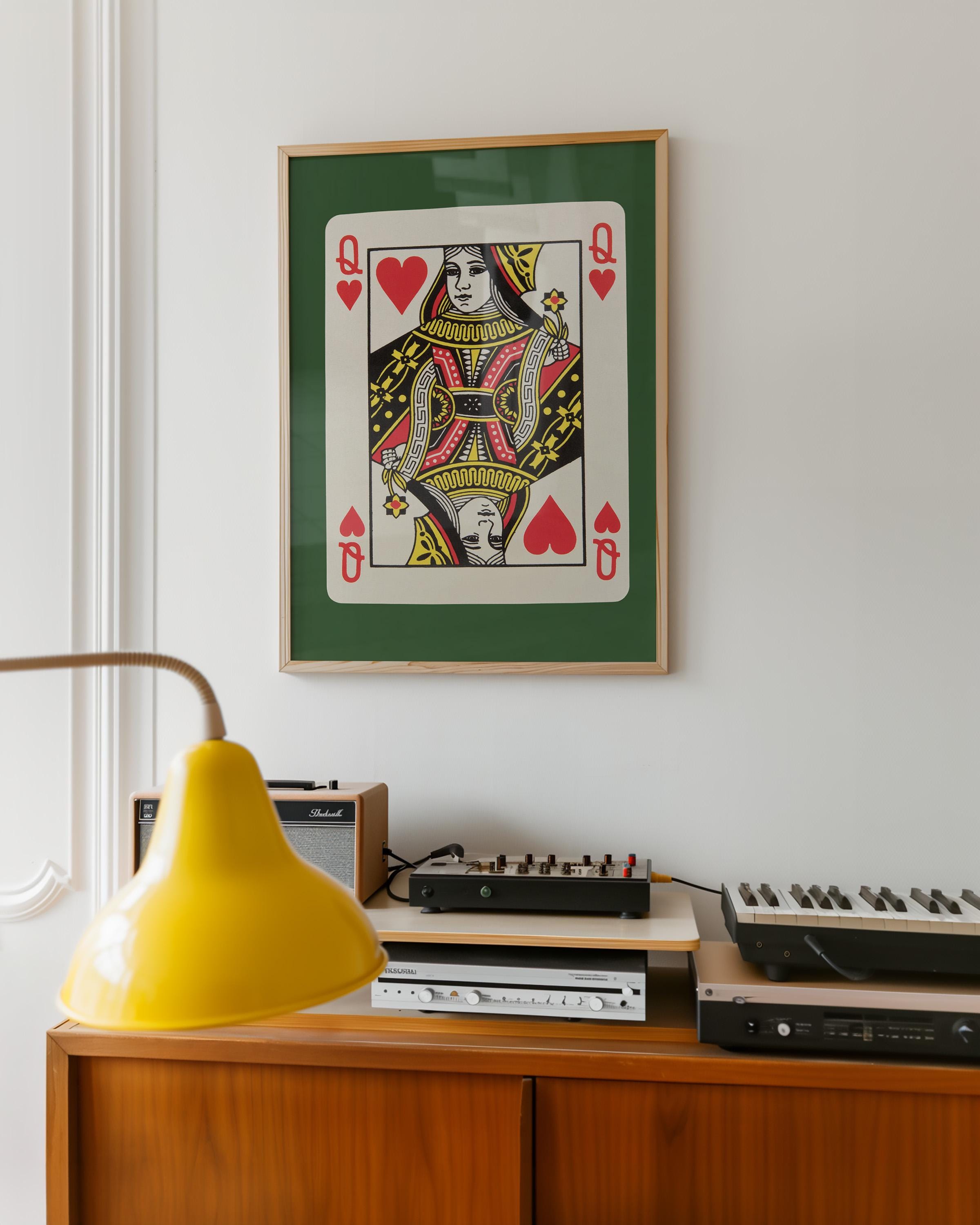 Queen Card Art-Digital Download-Wall Print-Retro Art Print-Queen Of Hearts-Playing Card-Downloadable Art-Trendy Art Print-Preppy Art Prints