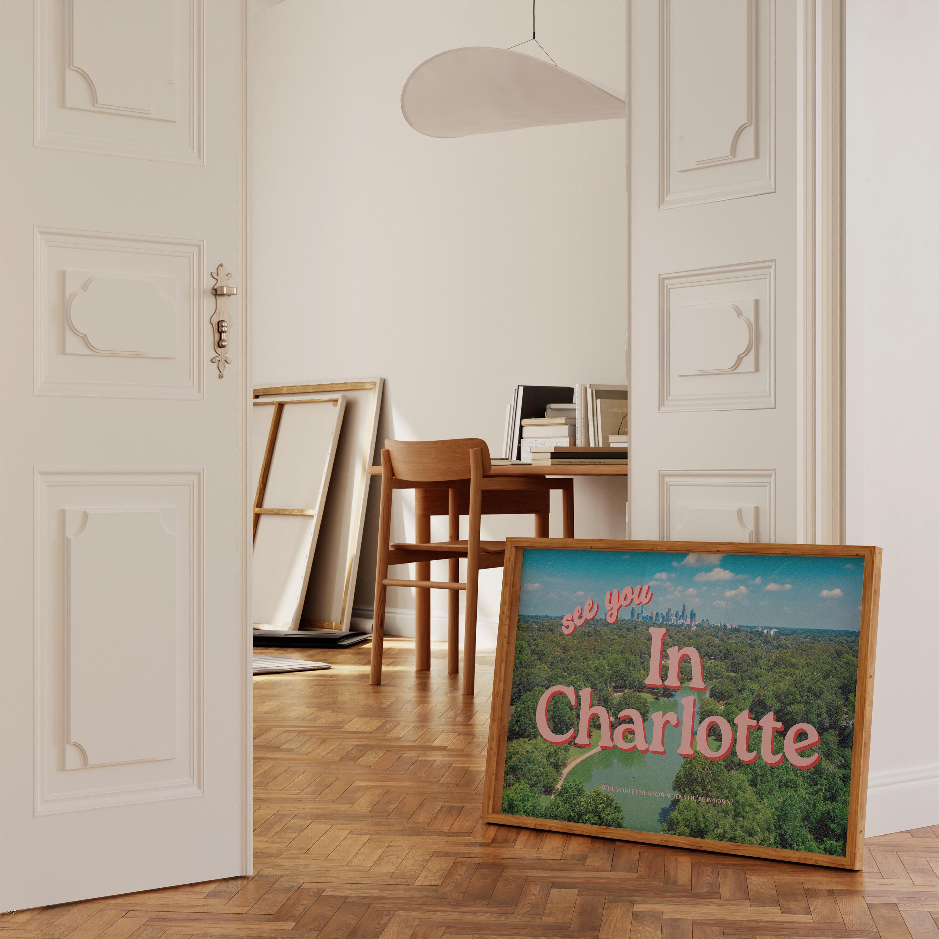 North Carolina Prints, See you in Charlotte, Retro Charlotte Prints, Preppy Art, Charlotte Art poster, North Carolina Art Poster, NC Poster