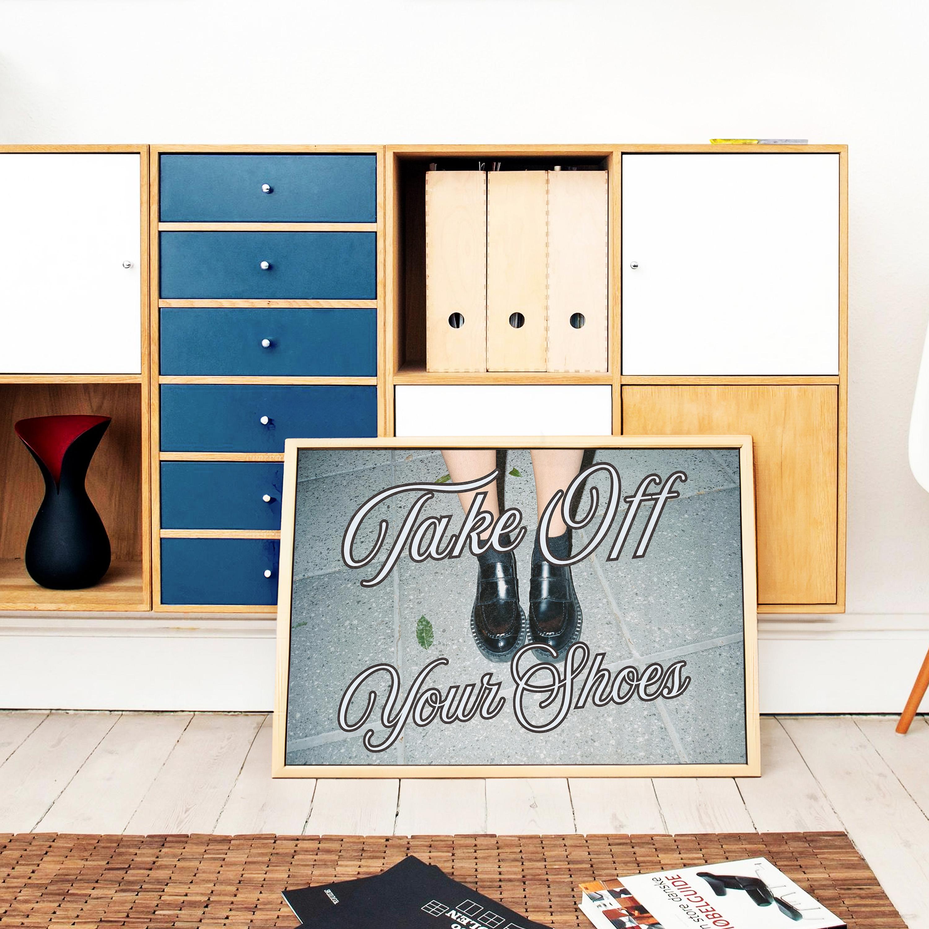 Take Off Your Shoes Poster, Funny Quote Art, Trendy Home Decor, Retro Print Wall Art ,Funny Poster, Black Wall Decor, Digital Art