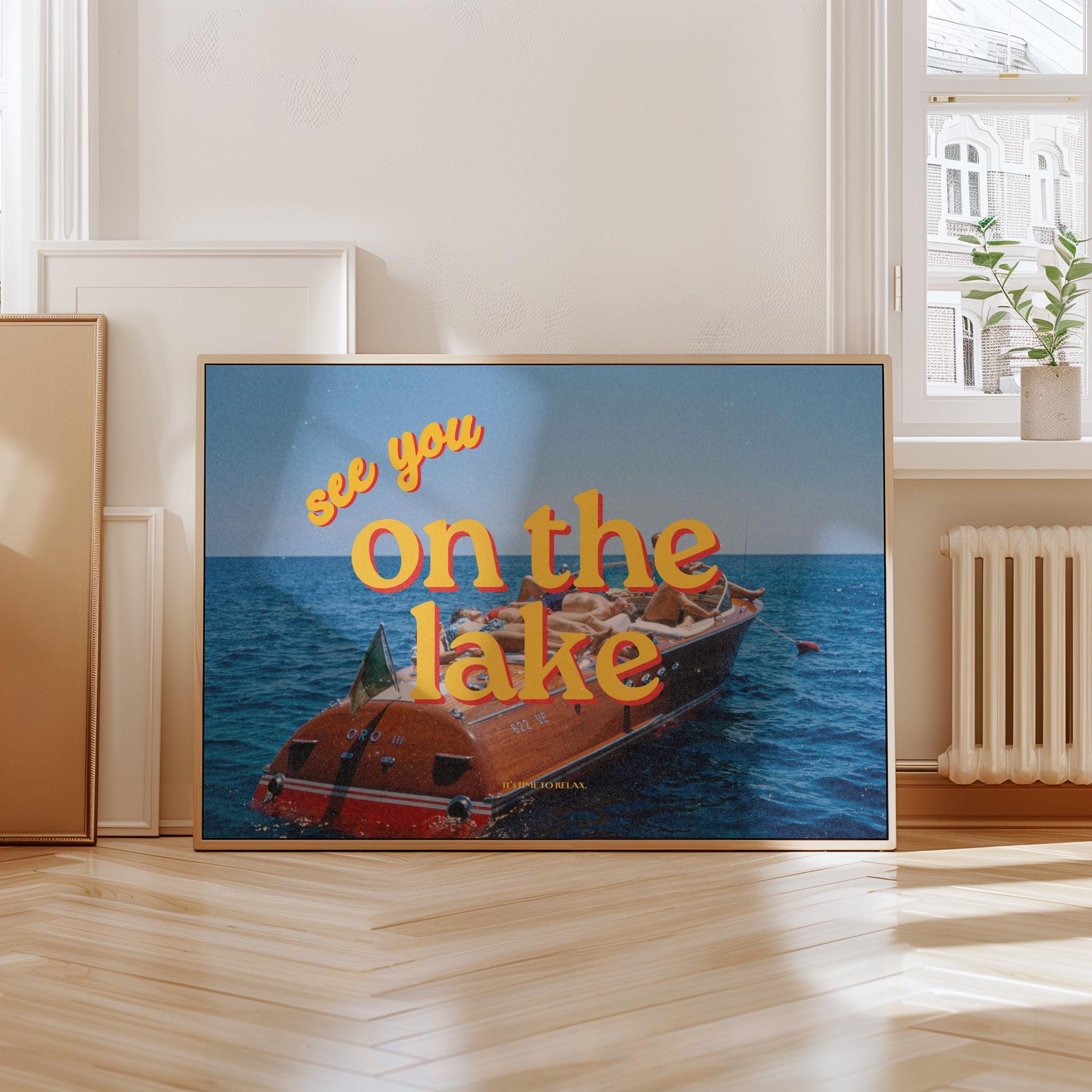 See you at the lake, Retro Photo Prints, Lake house art, tahoe art print, lake art prints, boating poster, boating art, wall art print