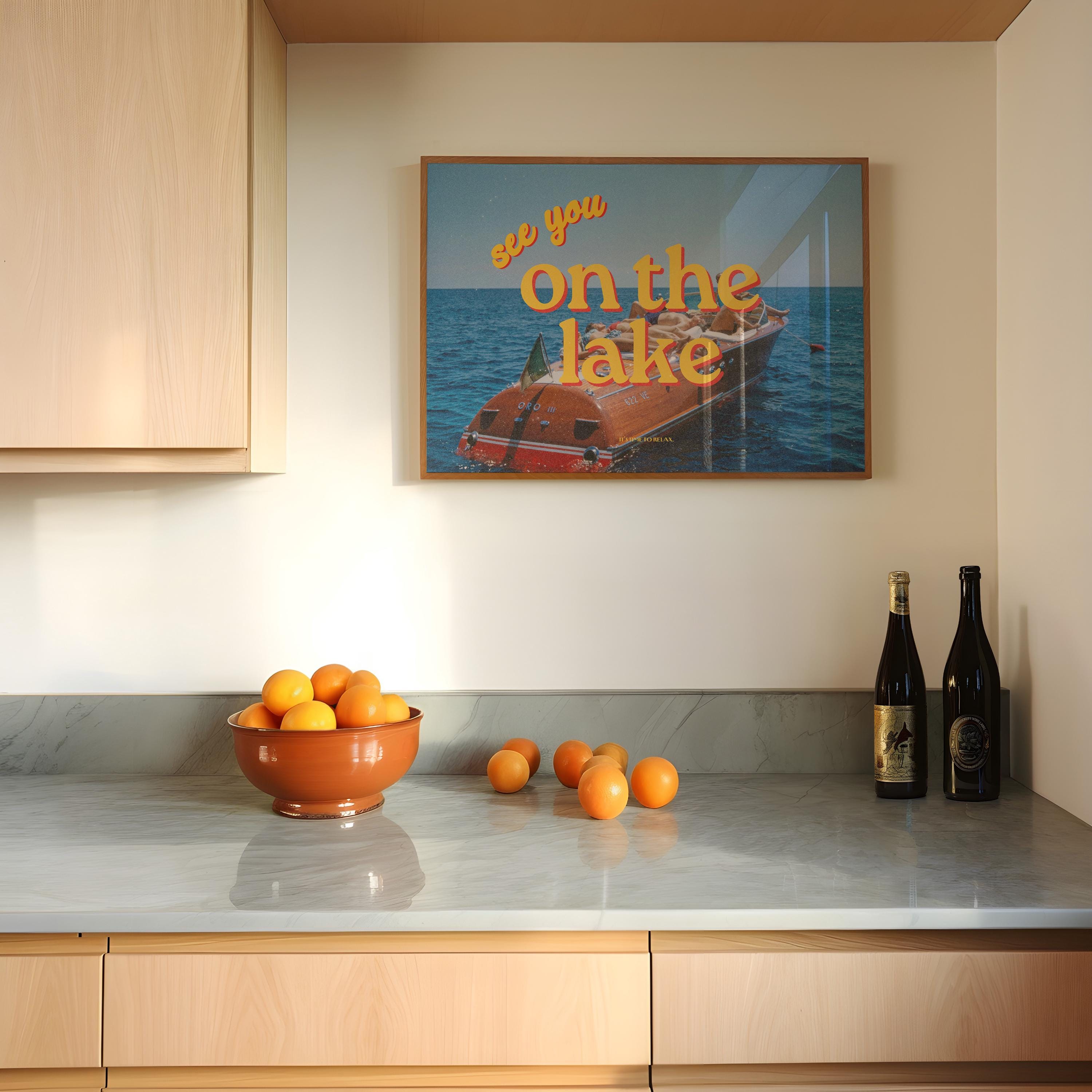 See you at the lake, Retro Photo Prints, Lake house art, tahoe art print, lake art prints, boating poster, boating art, wall art print