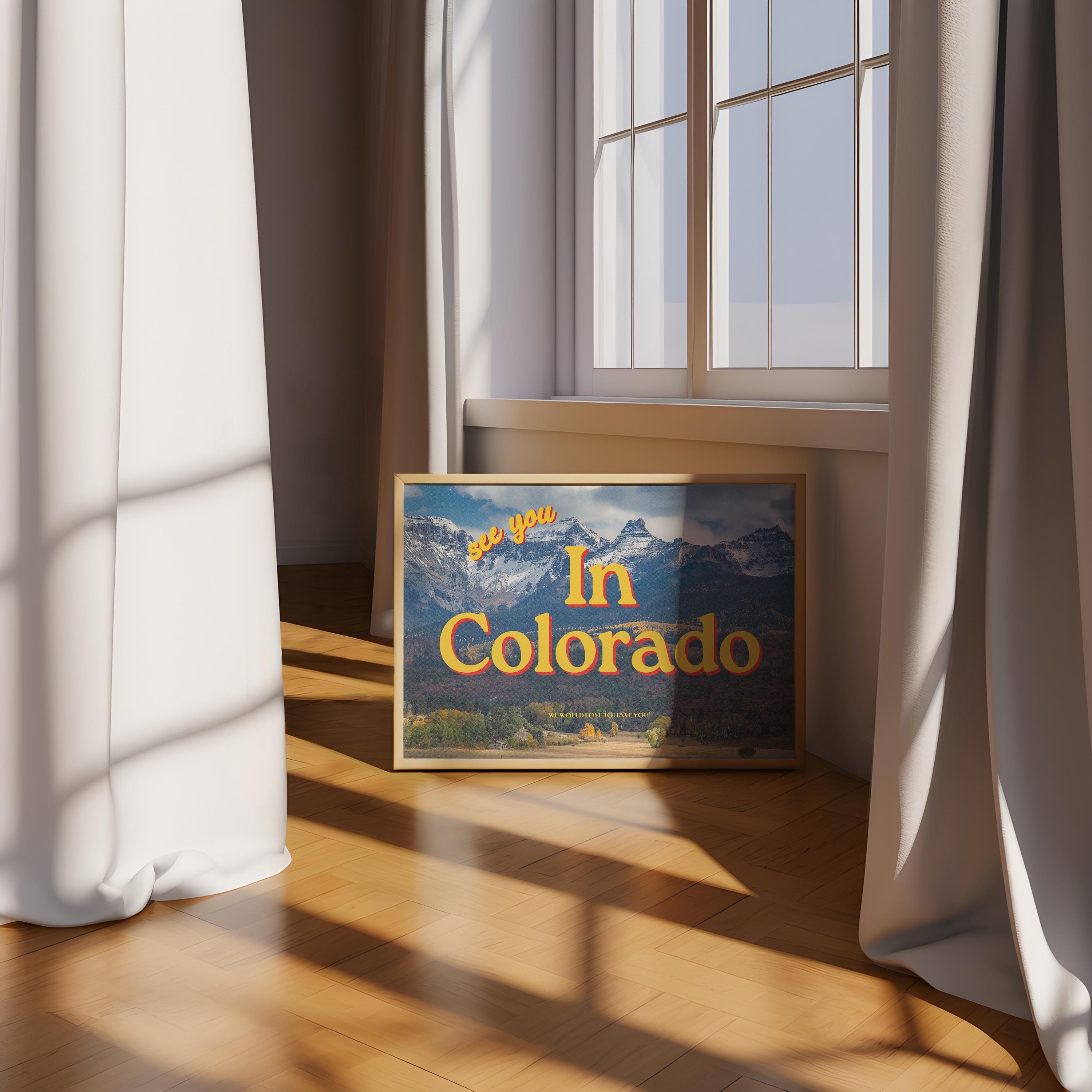 Digital Art Prints, See you in Colorado, Retro Colorado Prints, Colorado Poster, Colorado Art, Trendy Art Print, Colorado Postcard Art