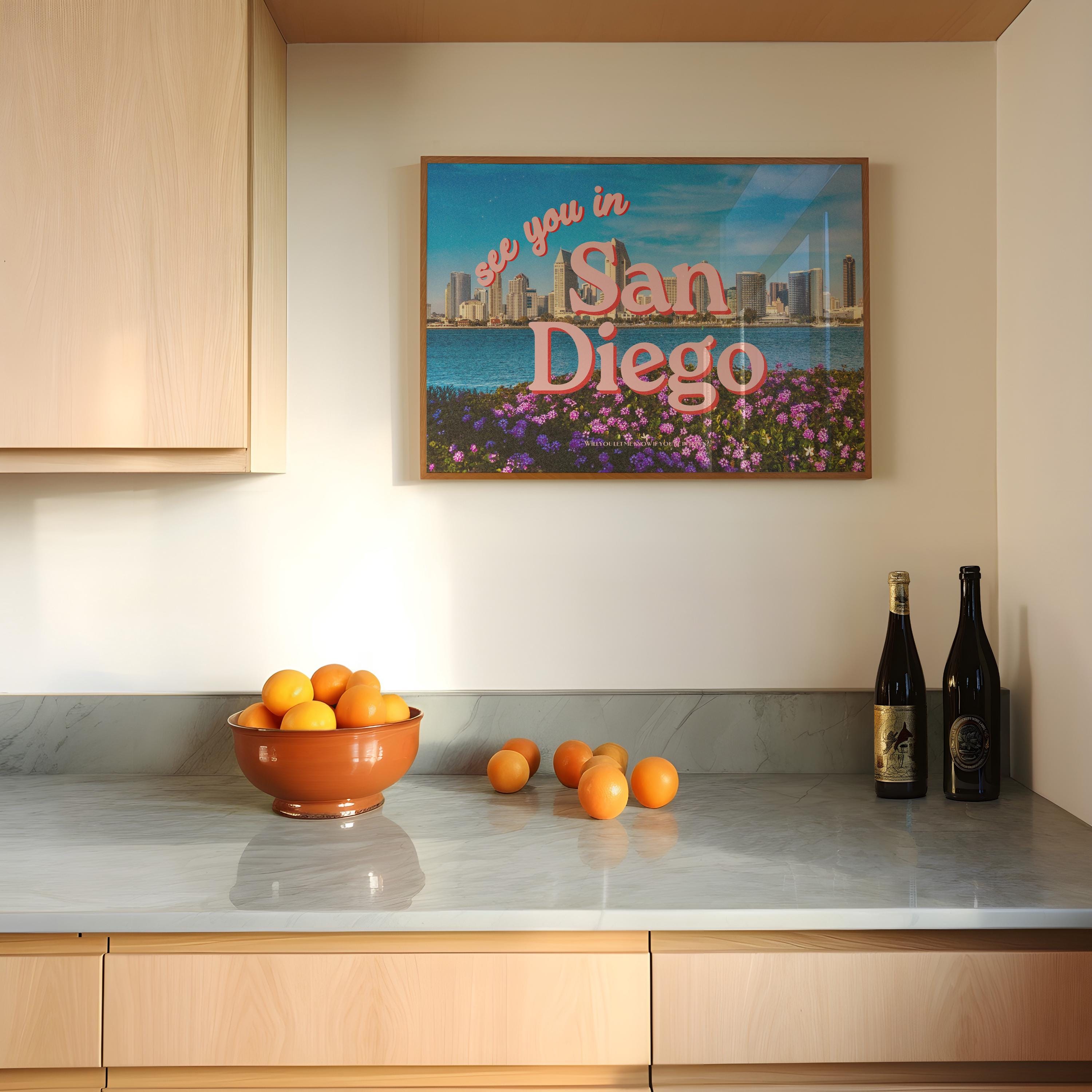 See you in San Diego, san diego poster, san diego art print, san diego art, digital download, california posters, gs print shoppe