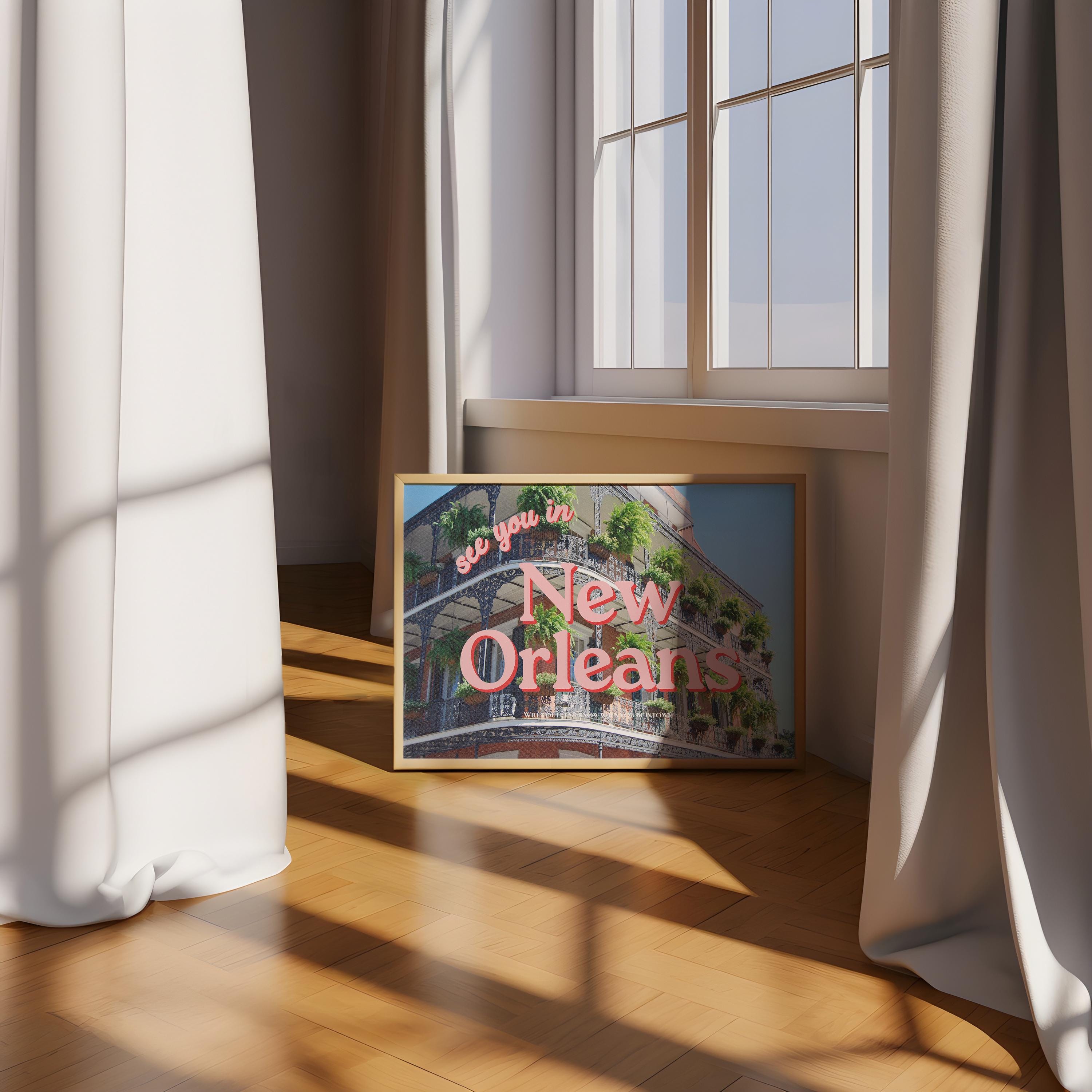 New Orleans Art Print, New Orleans Poster, NOLA Art, NOLA Poster, Travel poster, NOLA Bachelorette, New Orleans Art Digital Download