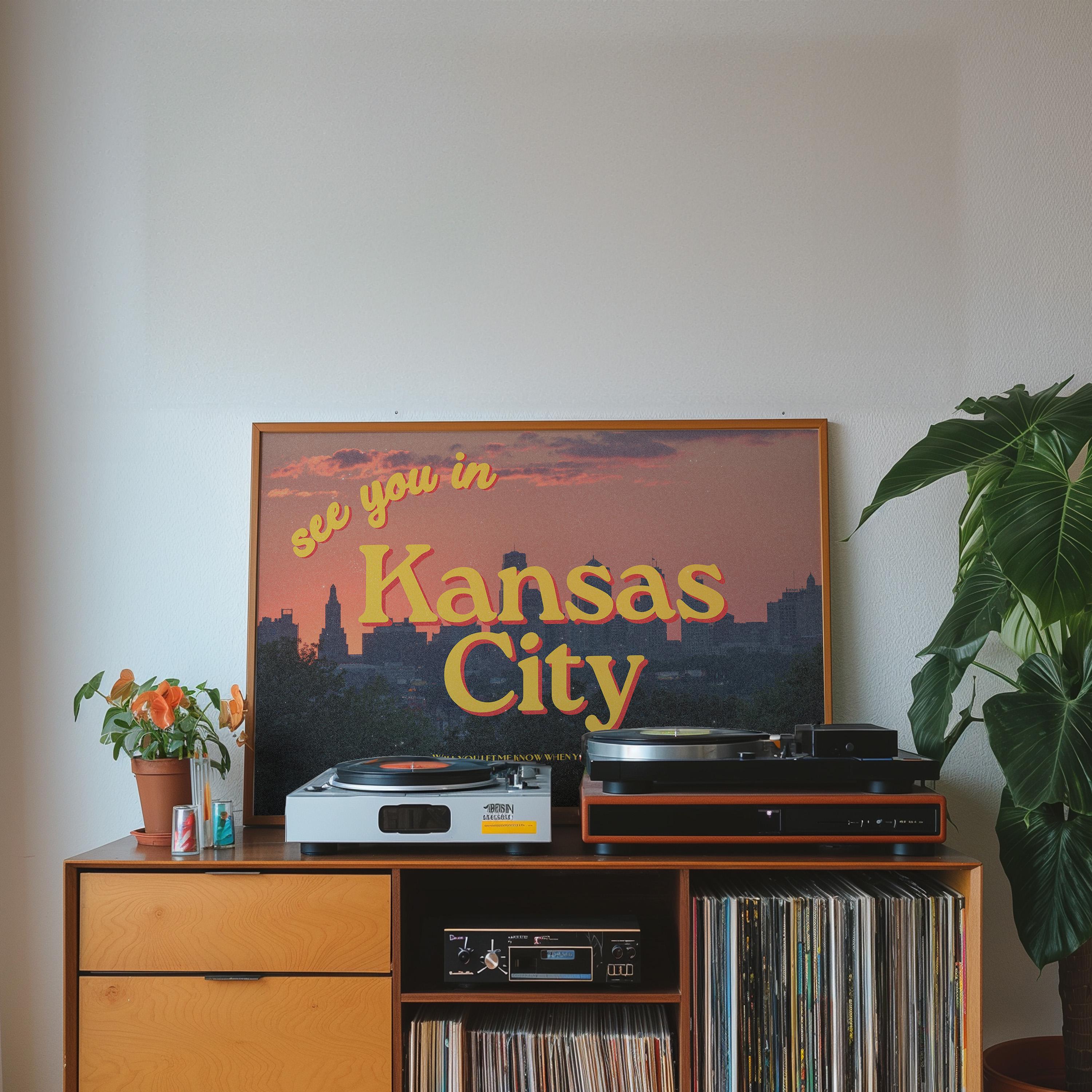 Kansas City Poster, State Digital Prints, See you in Kansas City, Retro Photo Prints, Kansas City art prints, gs print shoppe, kansas