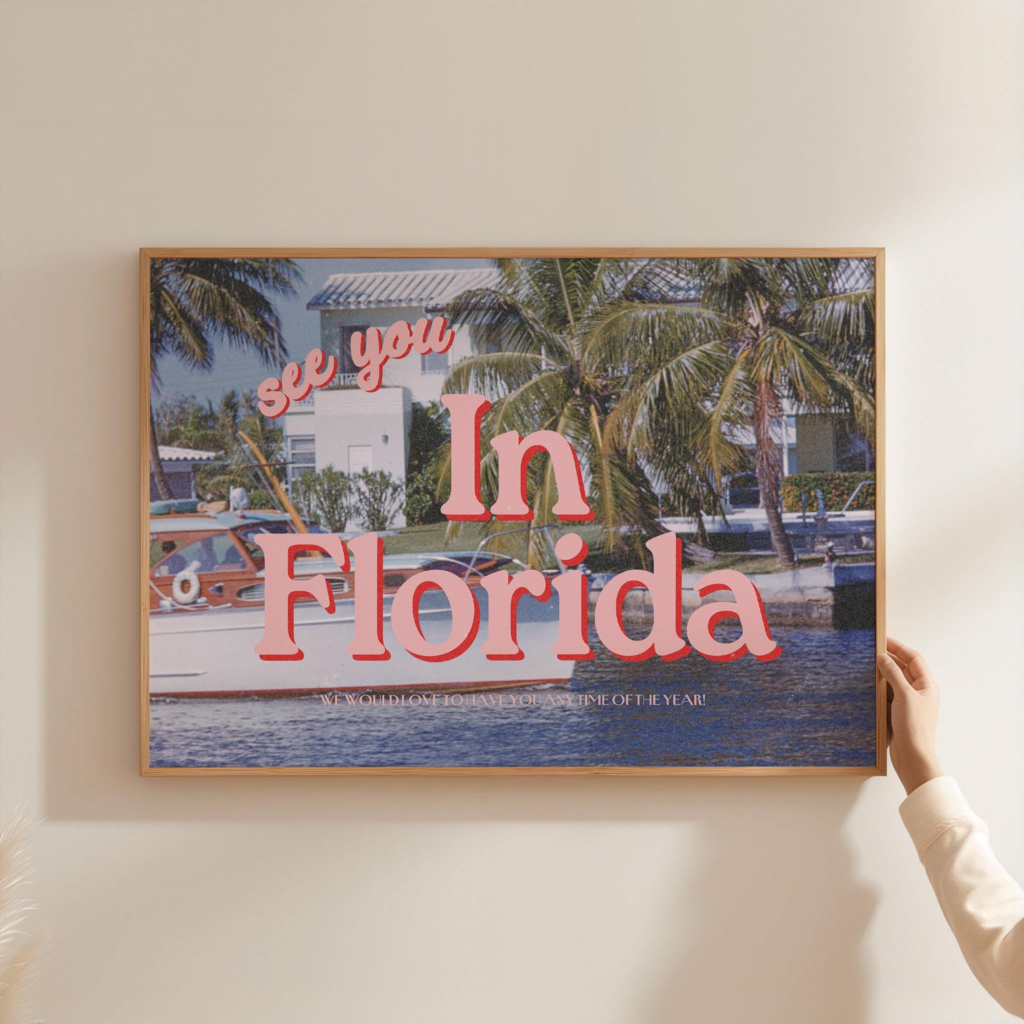 Retro Photo Art, Beach Art Print, Florida Poster, Florida Art Print, Bar Cart Decor, Florida Decor, Vintage Photo Art, GS print Shoppe