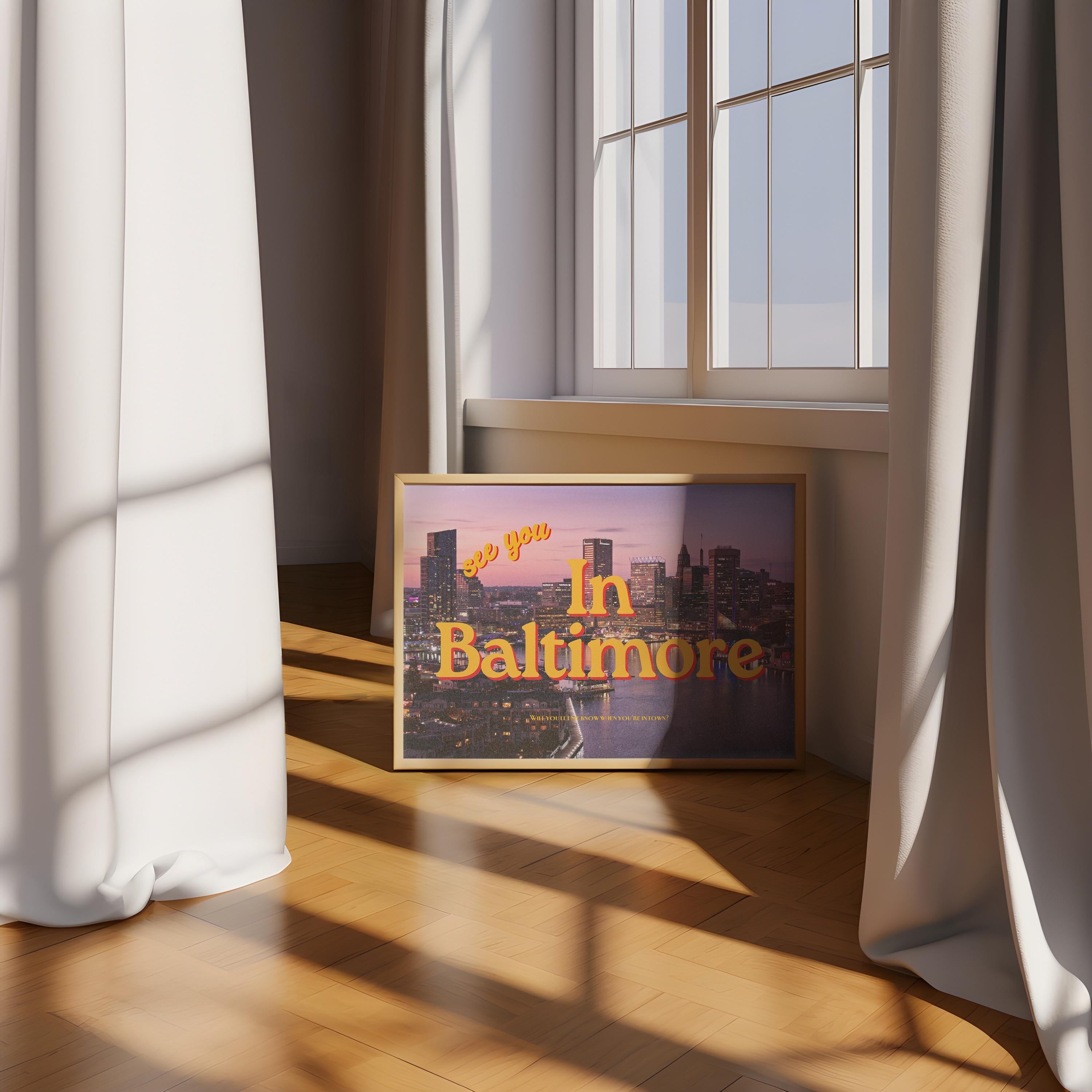 Grainy Retro Print, State Digital Prints,See you in Baltimore,Retro Photograph Prints,Retro City Art Print,Preppy Art, Baltimore Art