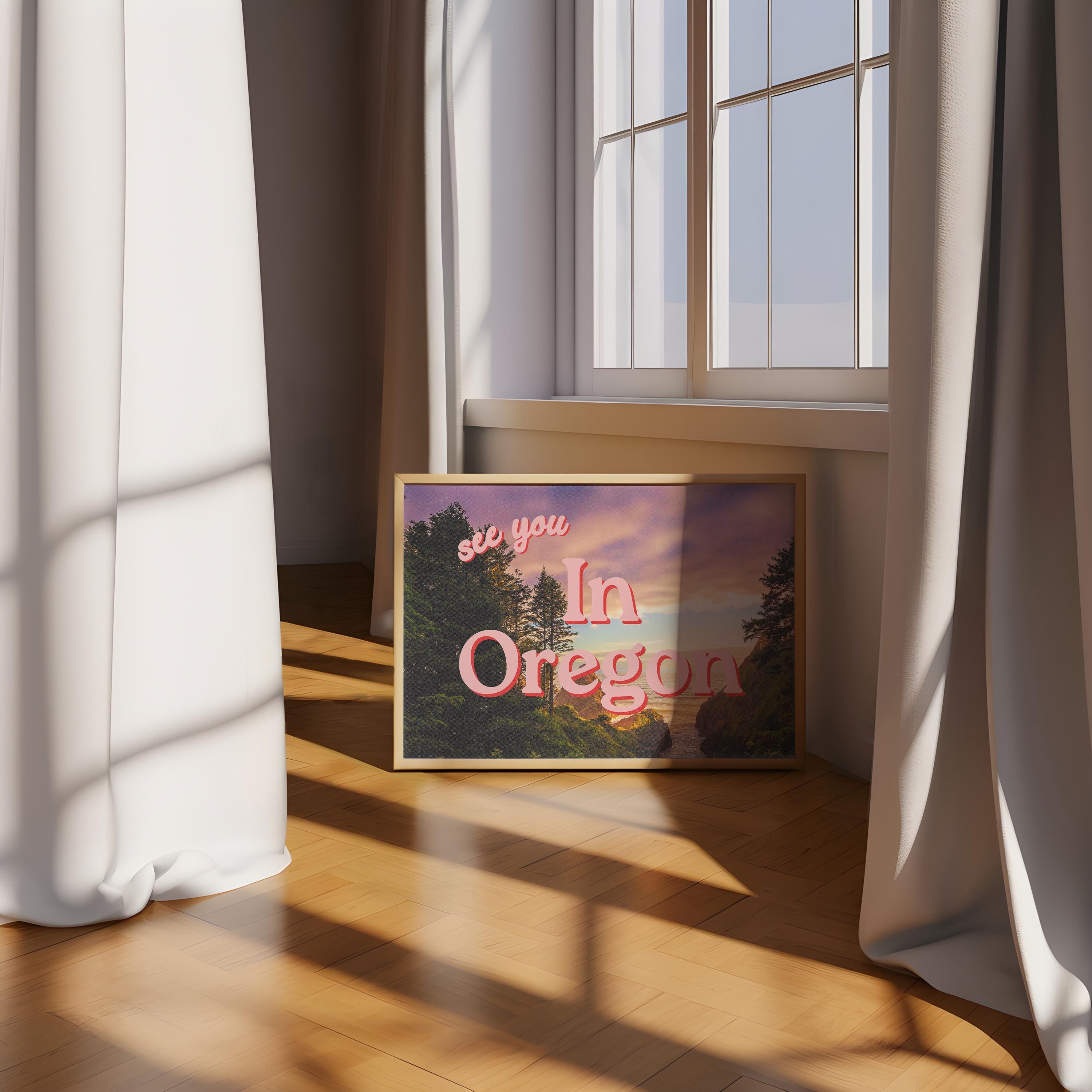 See you in Oregon, Retro Oregon Prints, Oregon Art, Trendy Oregon Print, Cannon Beach, Oregon Poster, Nature Wall Art, Oregon Poster