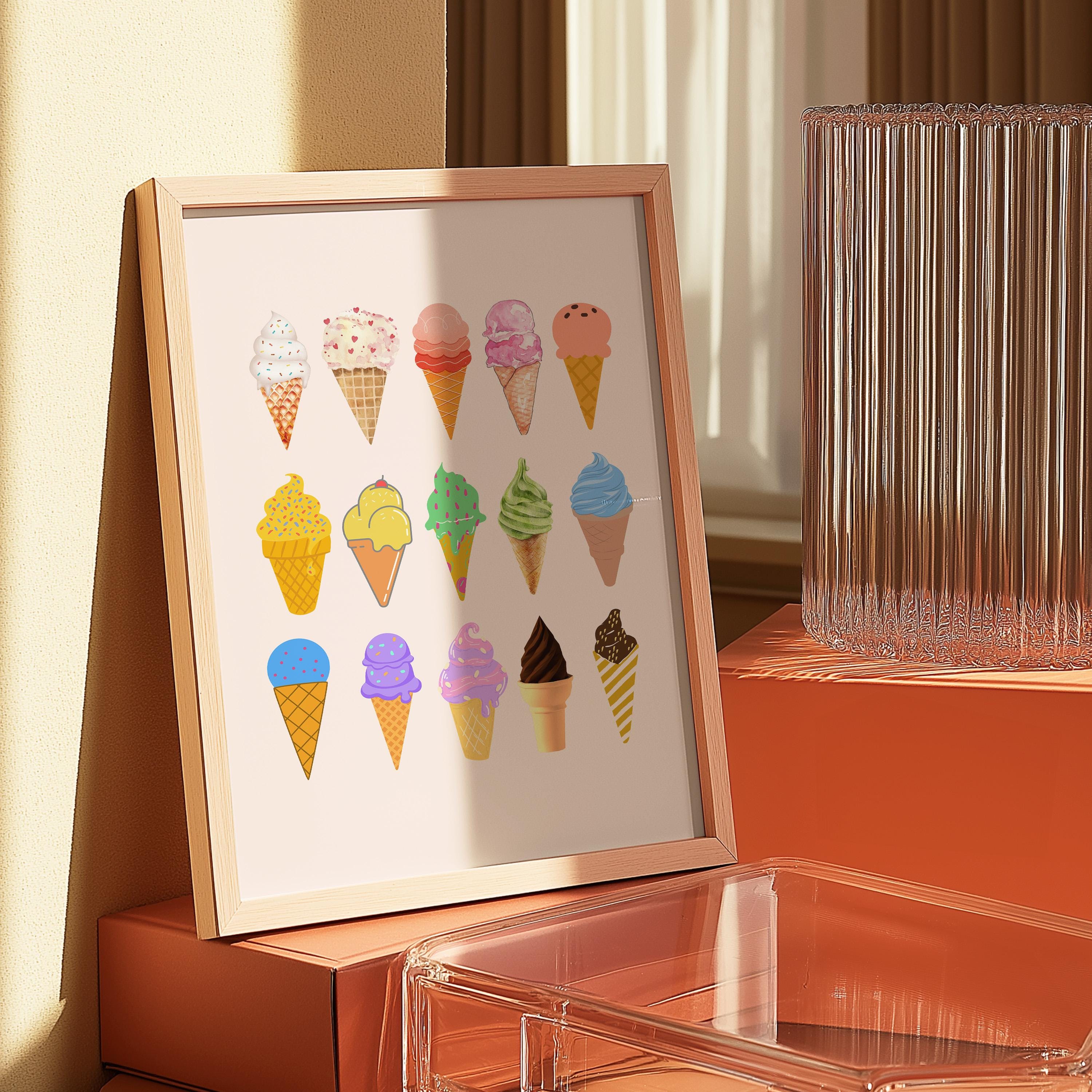 Ice Cream Art, Digital Download,Kitchen Wall Art Print,Digital Food Art Print,Trendy Wall Art Print,Kitchen Printables,Kitchen Wall Decor