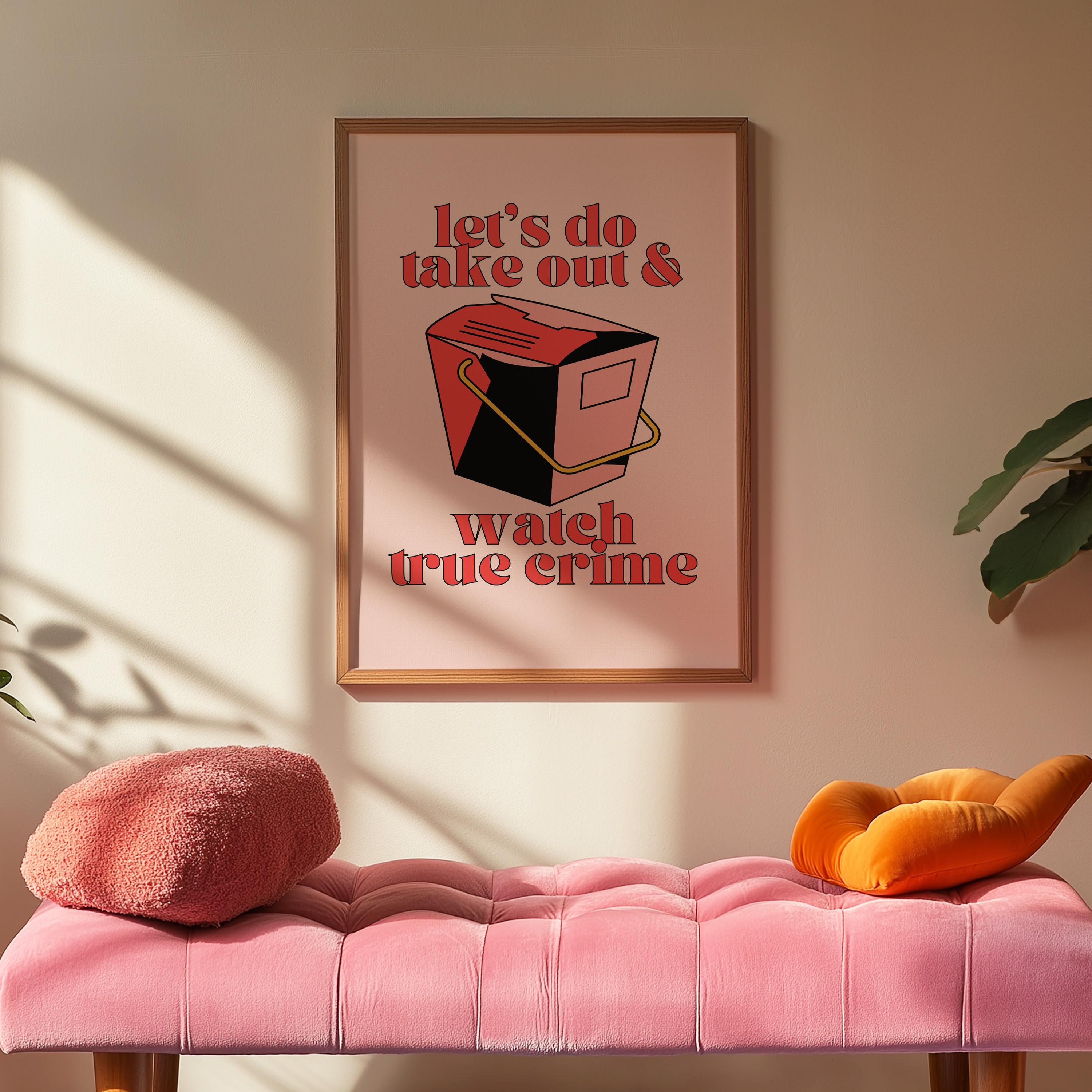 True Crime Art Print, Retro Decor, Retro Trendy Wall Print, Kitchen Prints, Downloadable Prints, Takeout Food Poster