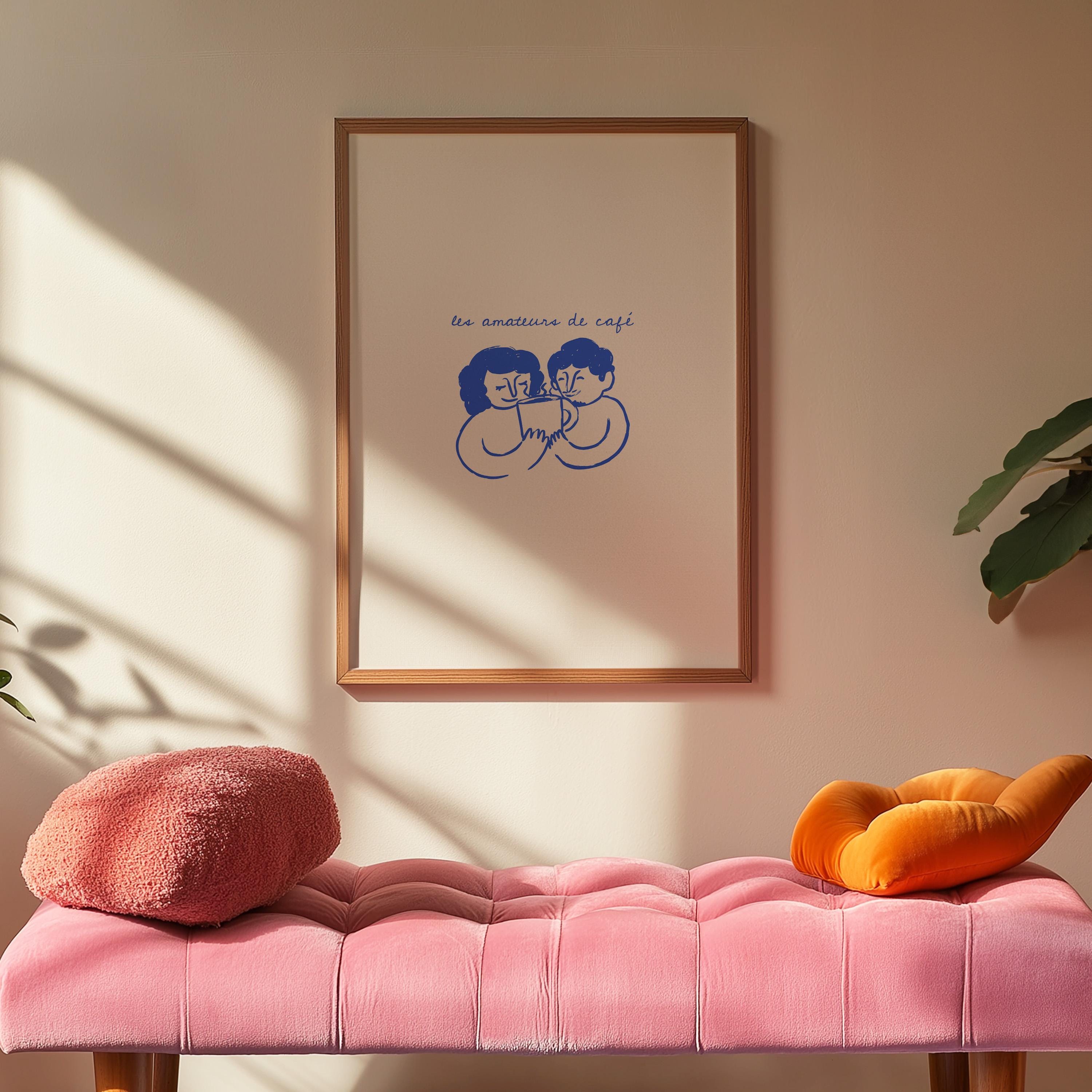 lovers of coffee-Digital Prints-Retro Art Quote-Office A-Kitchen Art-Coffee Art Print-Coffee Cartoon Print-Retro Wall Art
