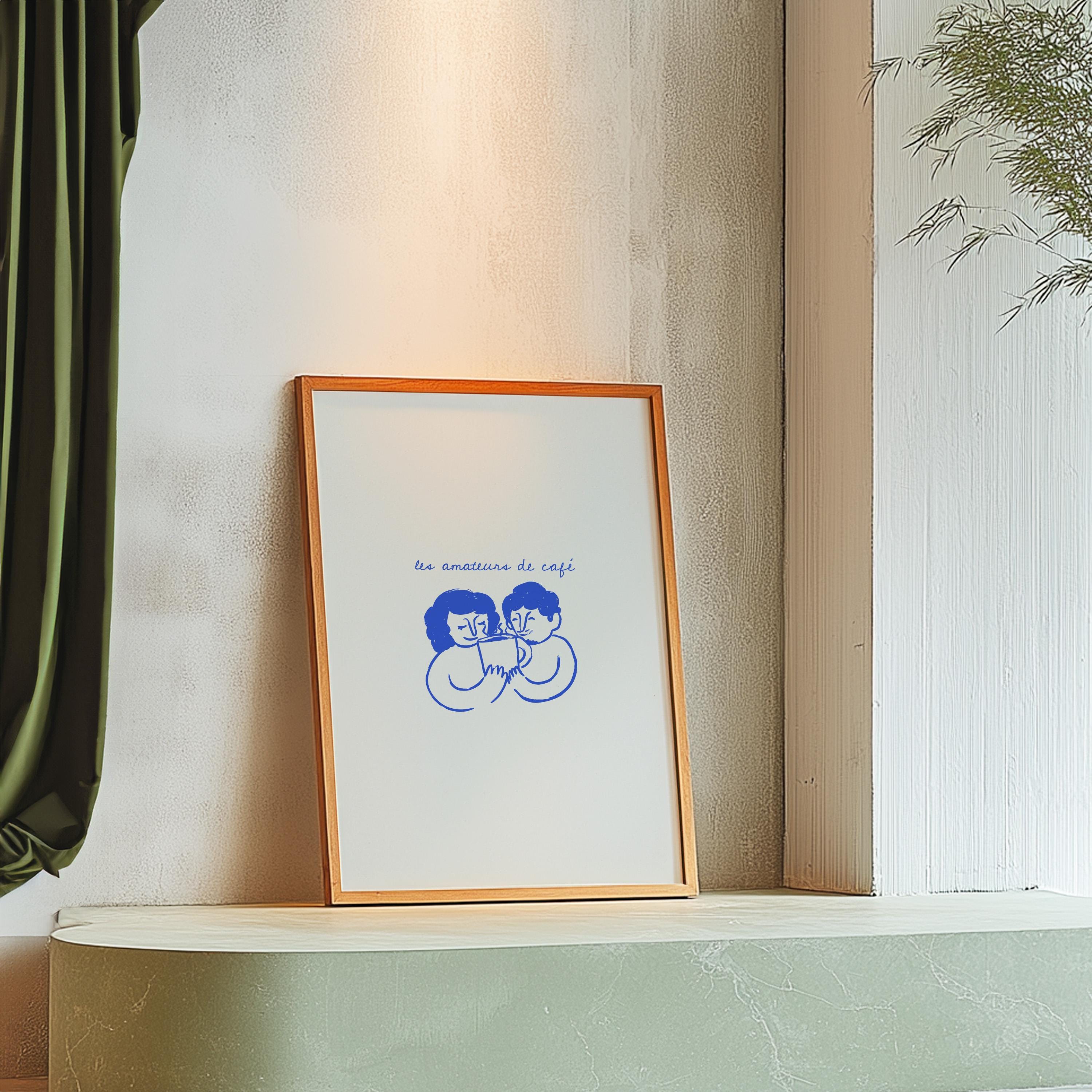 lovers of coffee-Digital Prints-Retro Art Quote-Office A-Kitchen Art-Coffee Art Print-Coffee Cartoon Print-Retro Wall Art