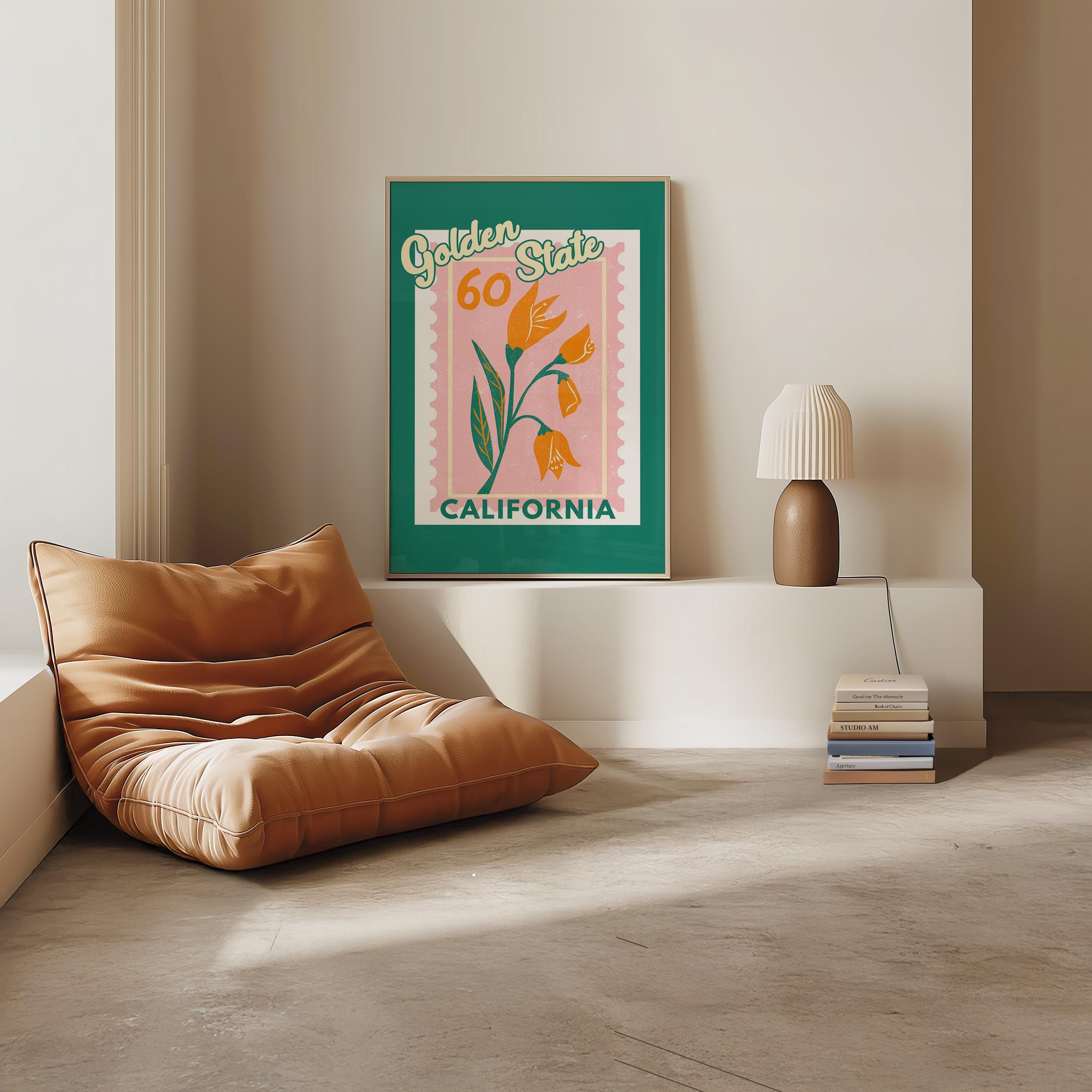 California Poppy Art,Digital Art Download,Colorful California Wall Art,Cute Trendy Art,Golden State Posters,Cali Wall Poster,Orange Posters