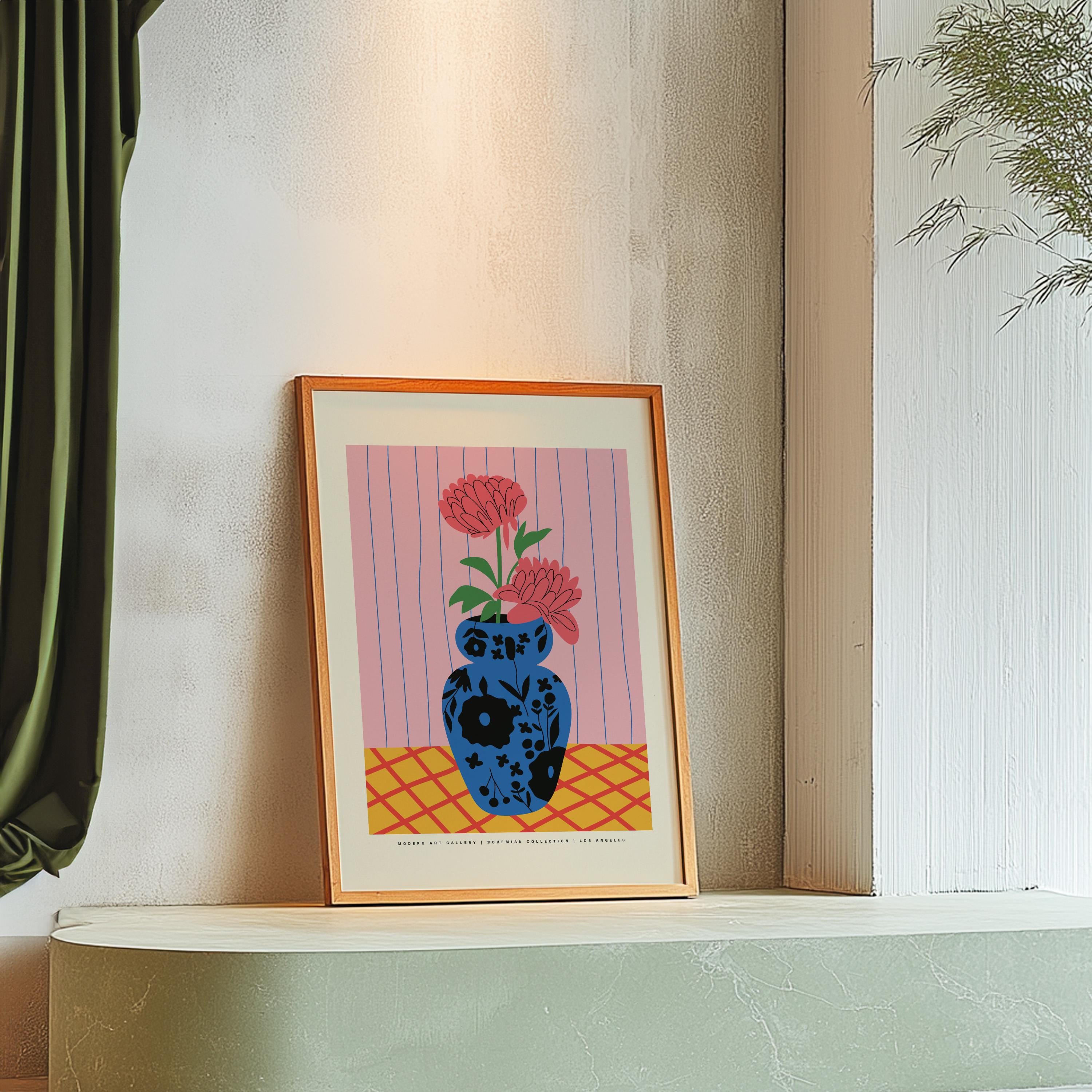 Pink Flower Bouquet Art, Abstract Floral Art, Wall Art Print, Digital Downloads, Botanical Art, Pink Floral Posters, Pink Art Print