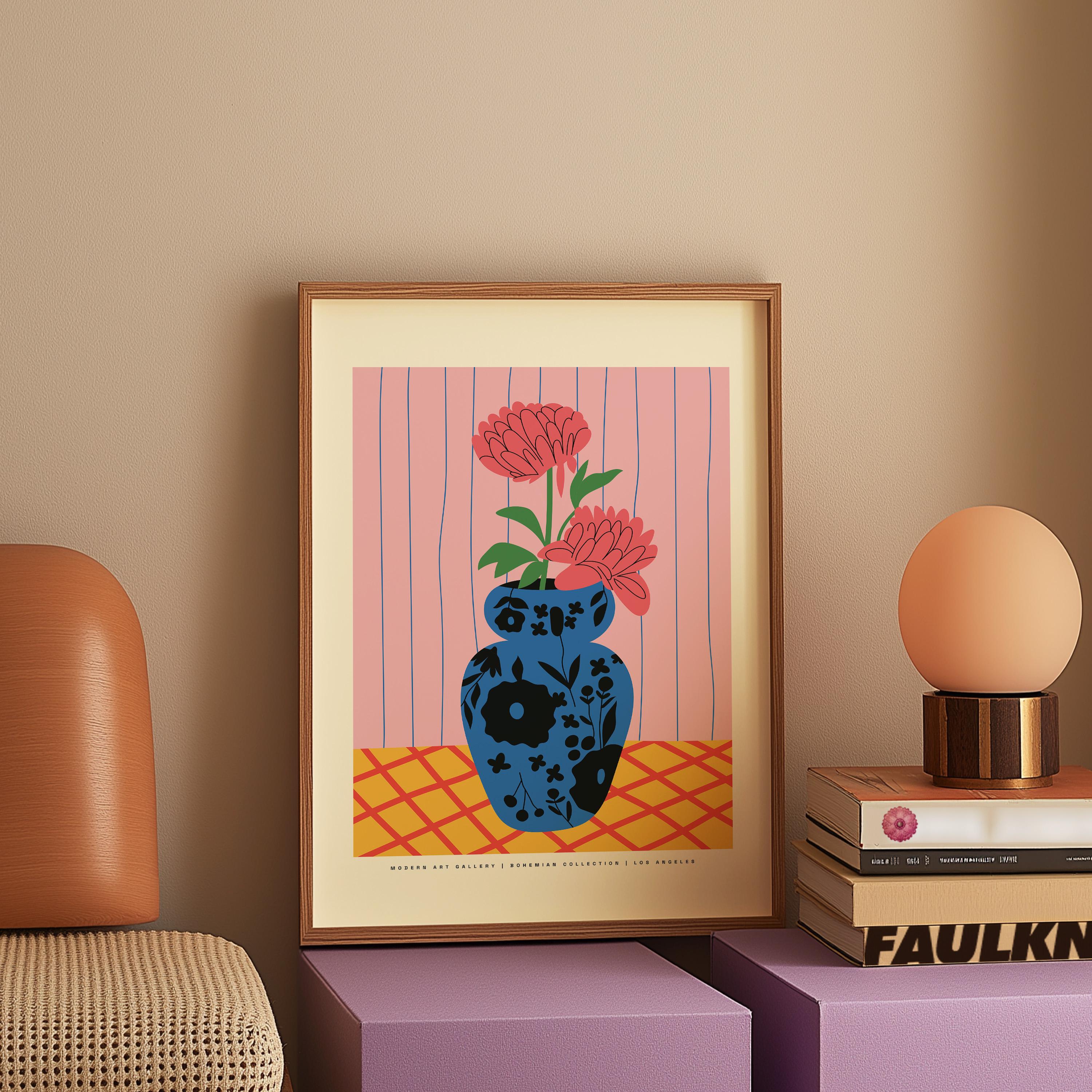 Pink Flower Bouquet Art, Abstract Floral Art, Wall Art Print, Digital Downloads, Botanical Art, Pink Floral Posters, Pink Art Print